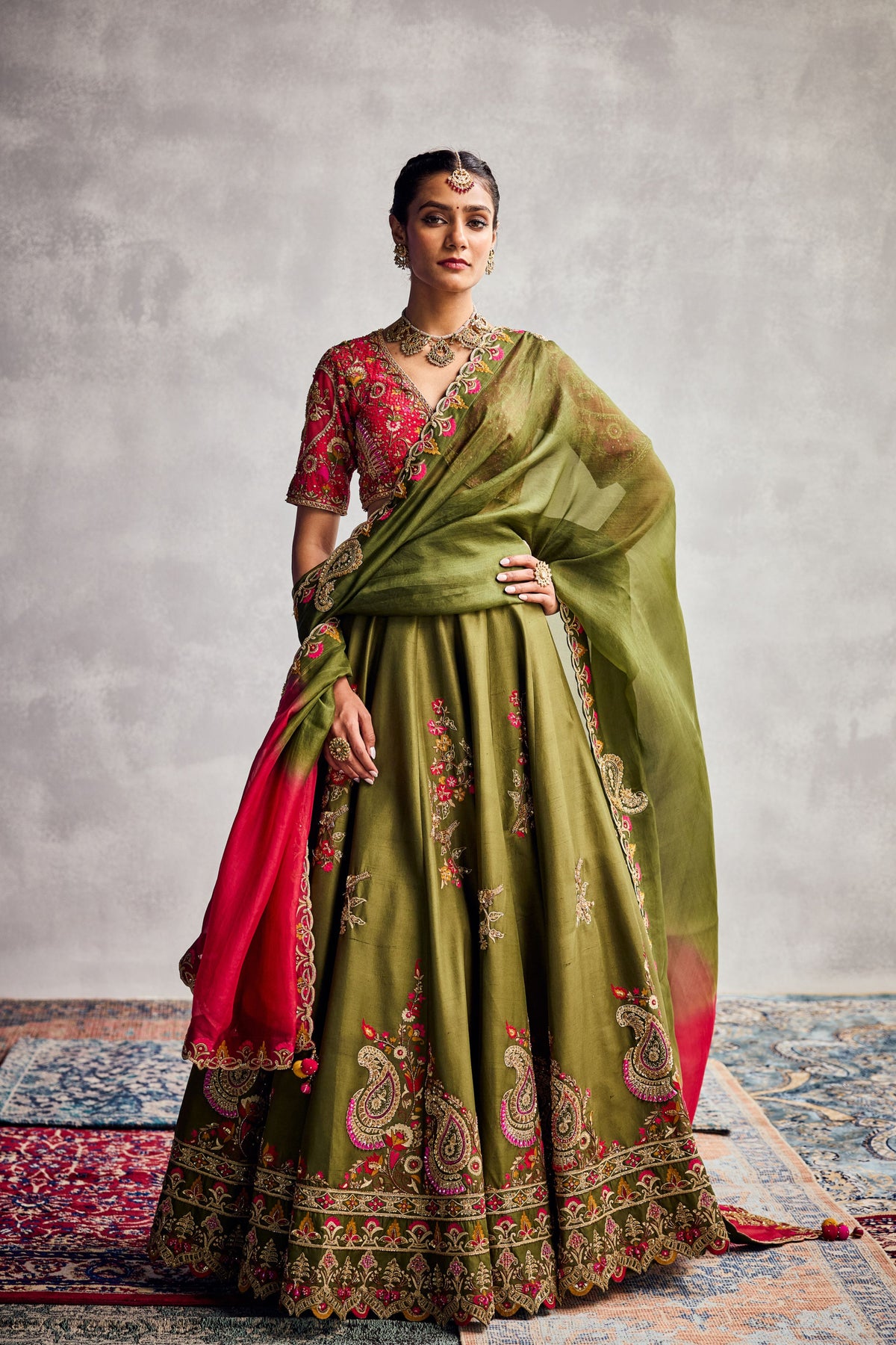 Woodbine Green Lehenga Set