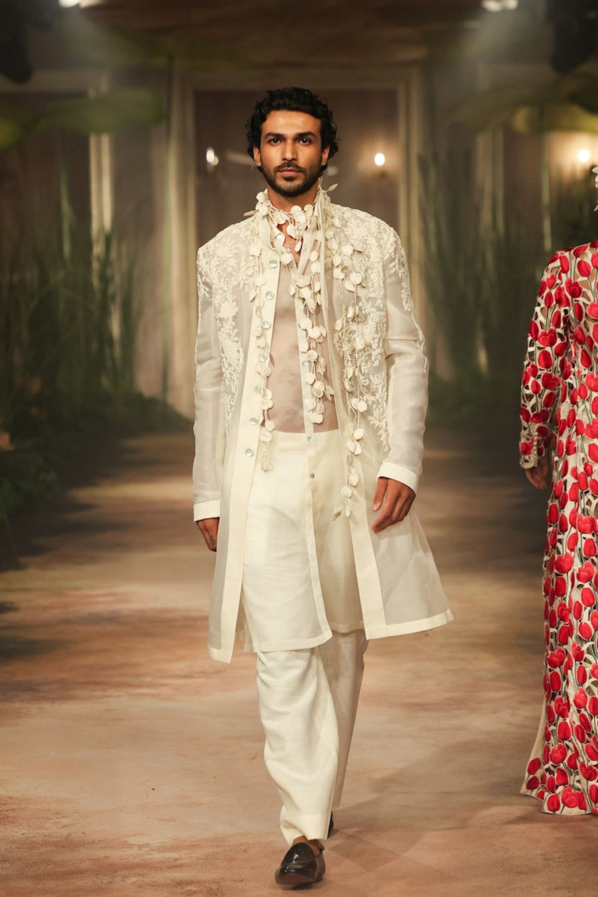 Ivory Organza Mens Sherwani