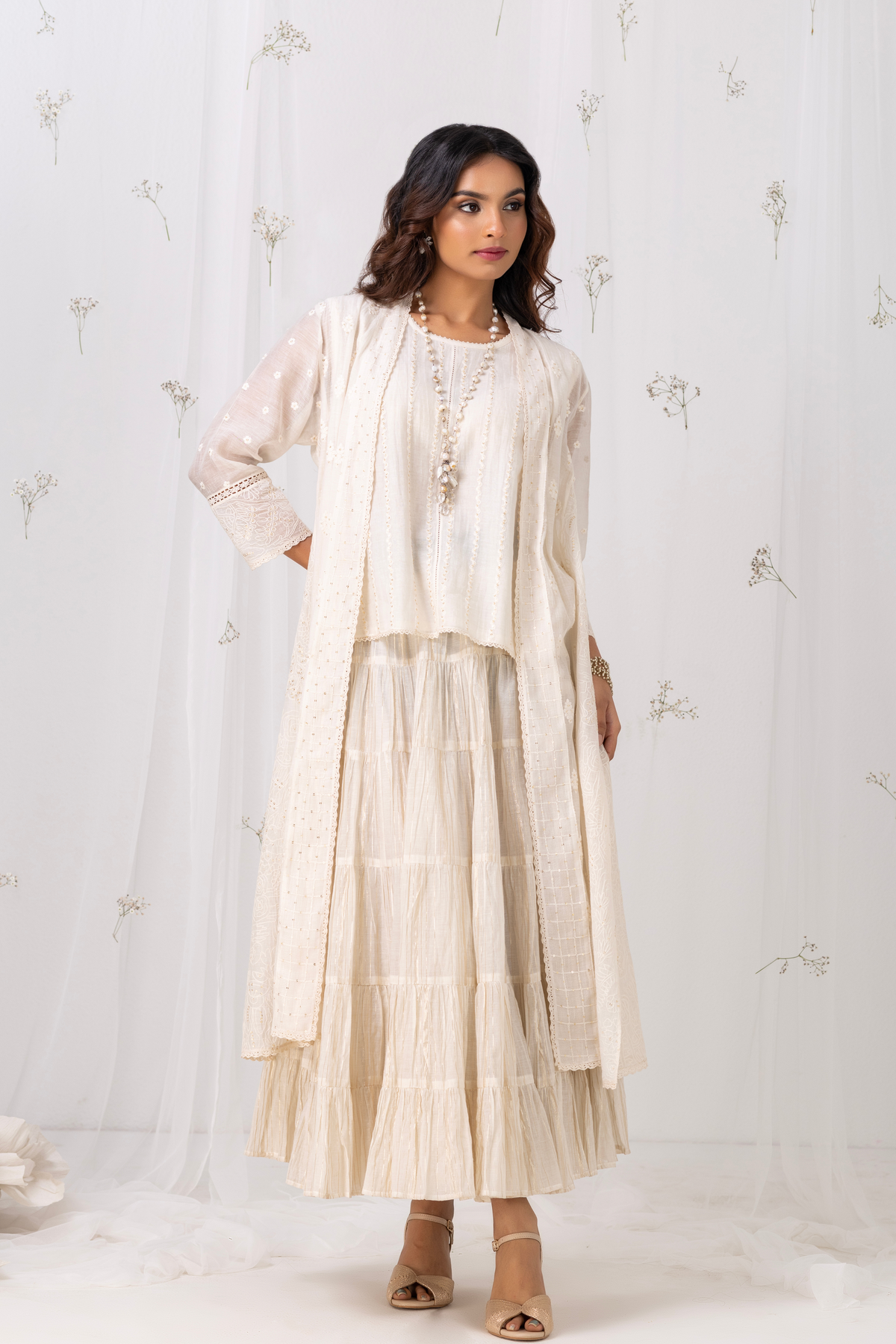 Nerina White Skirt Set