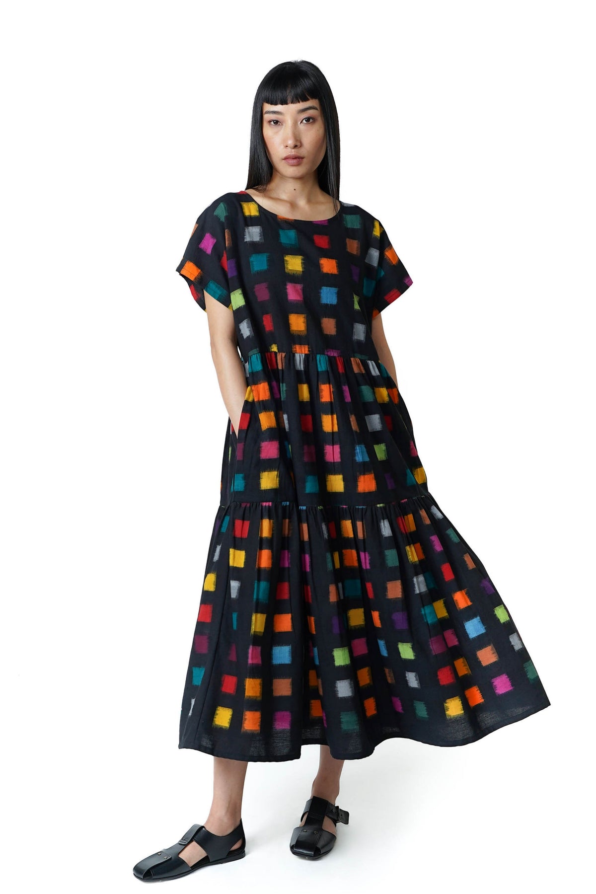 Ikat Black Tier Dress