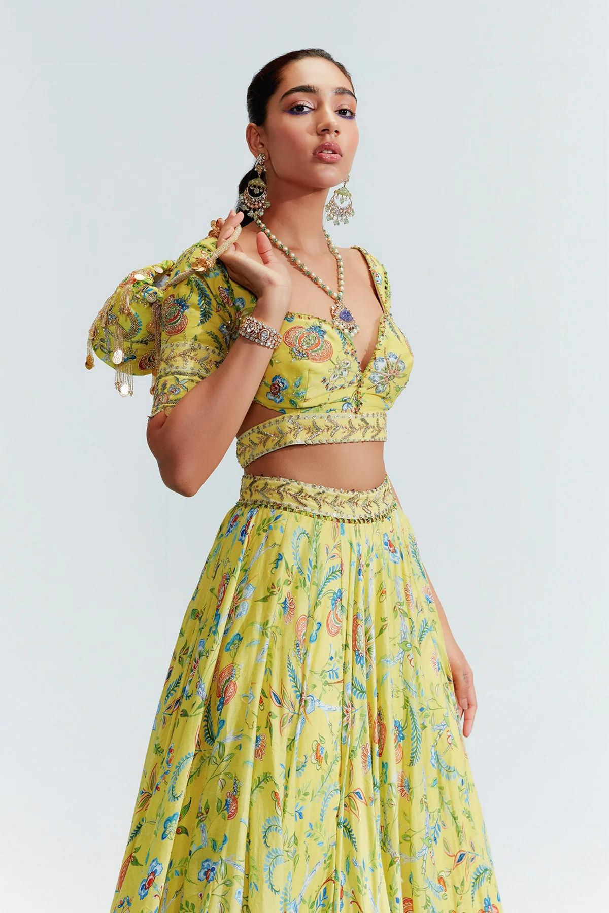 Laila Yellow Embroidered Lehenga Set
