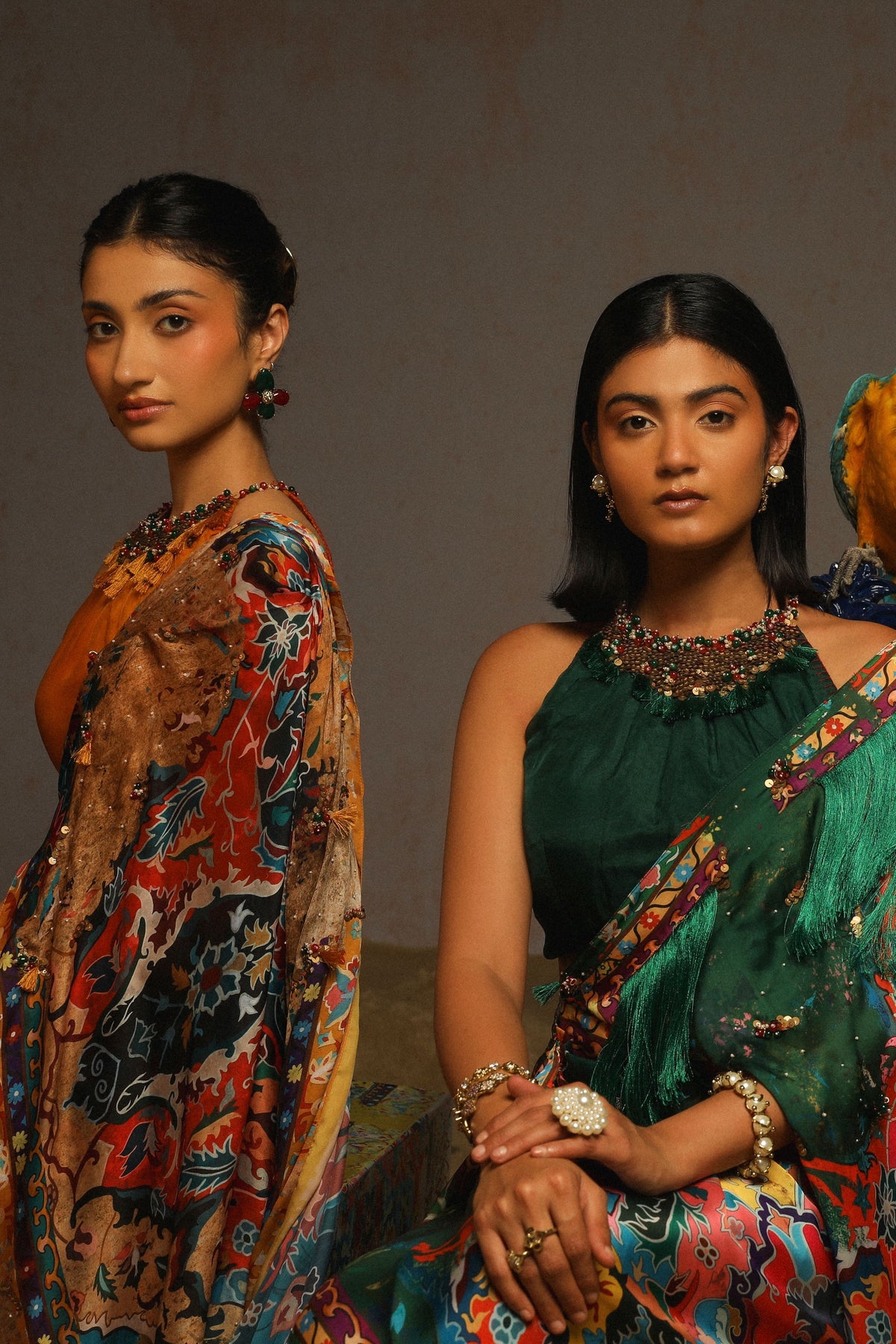 Green Draped Saree