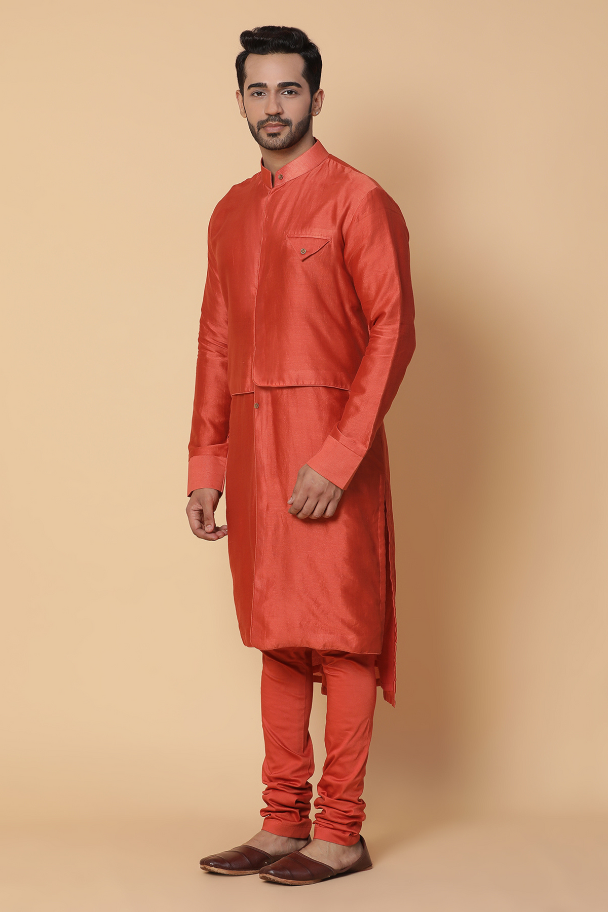 Rust flap kurta set