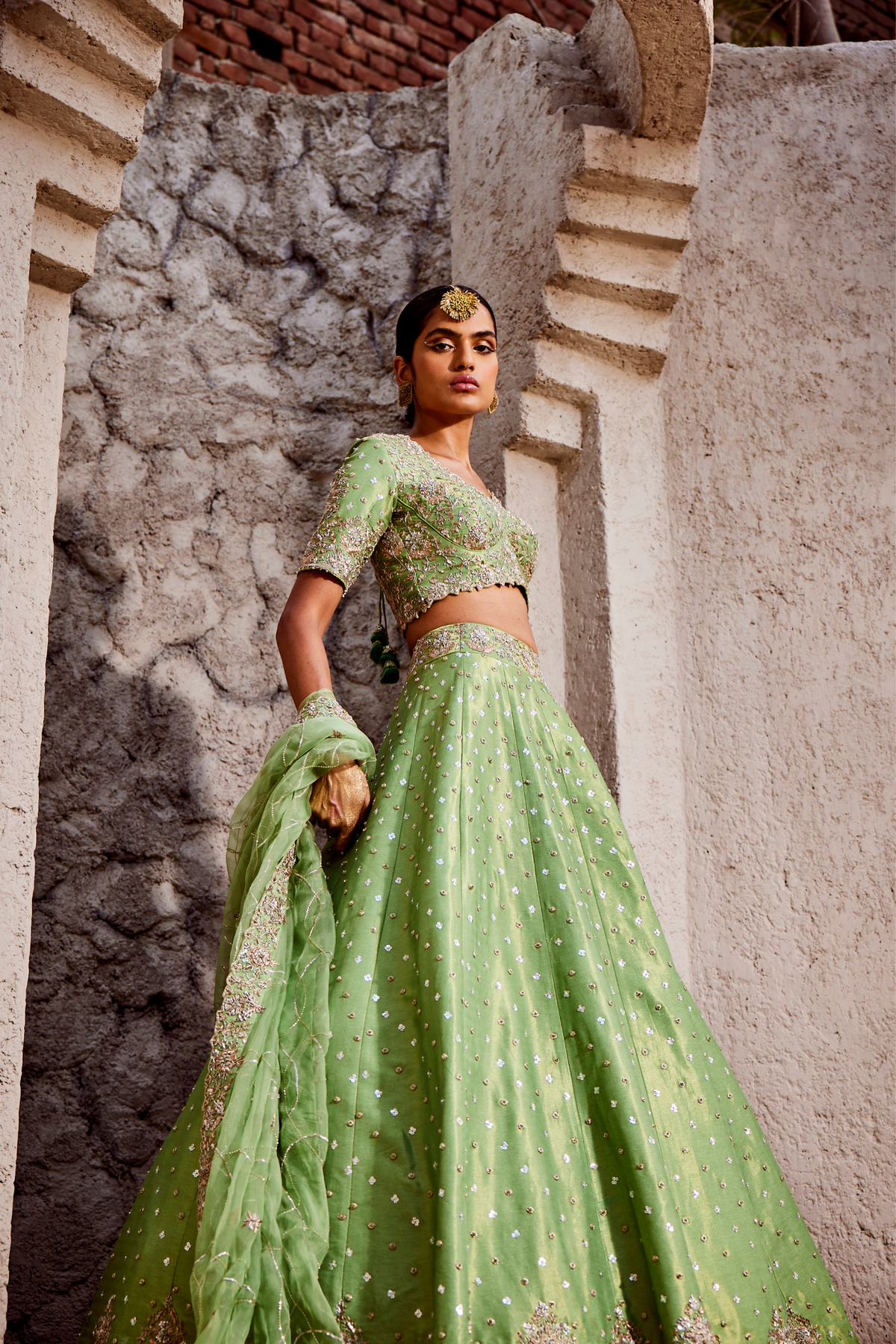 Green Booties Lehenga