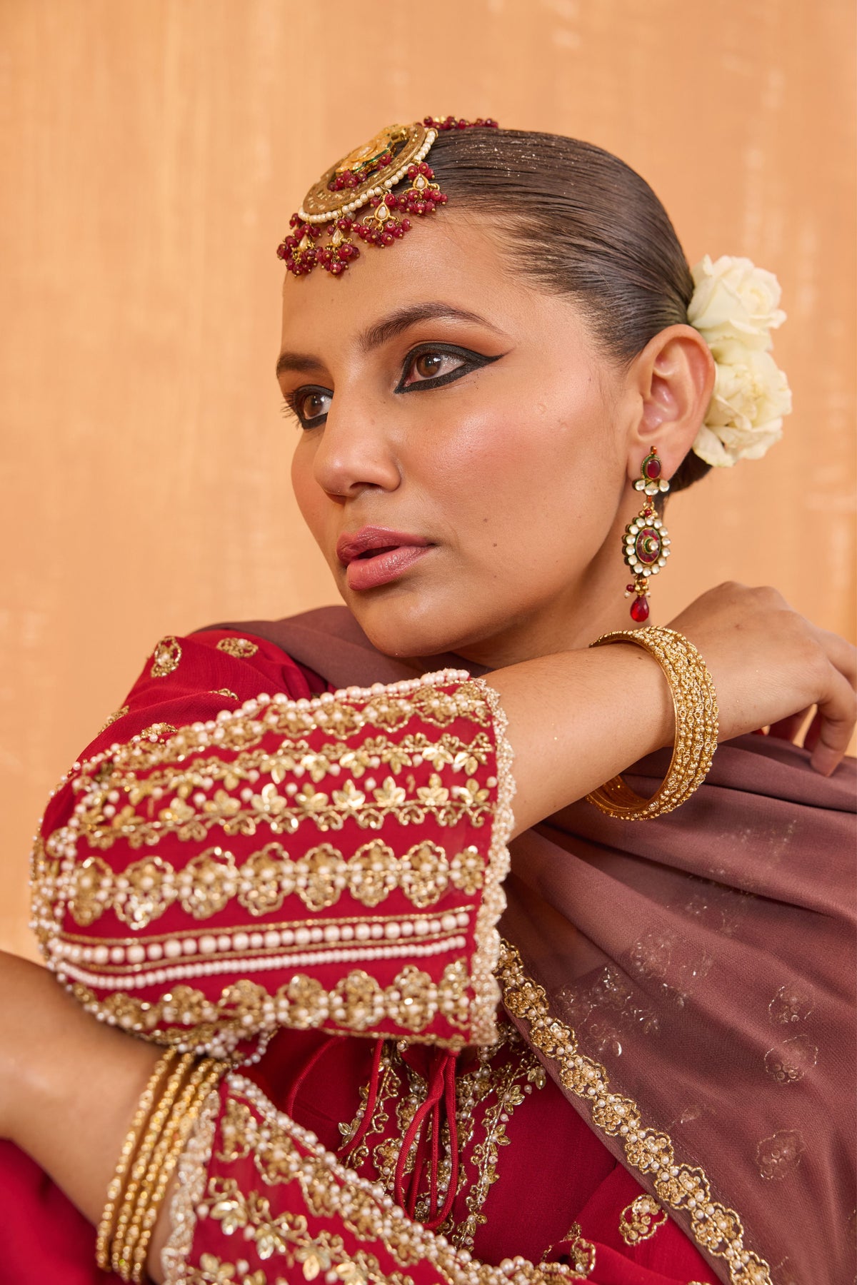 Ruby Red Sharara Set