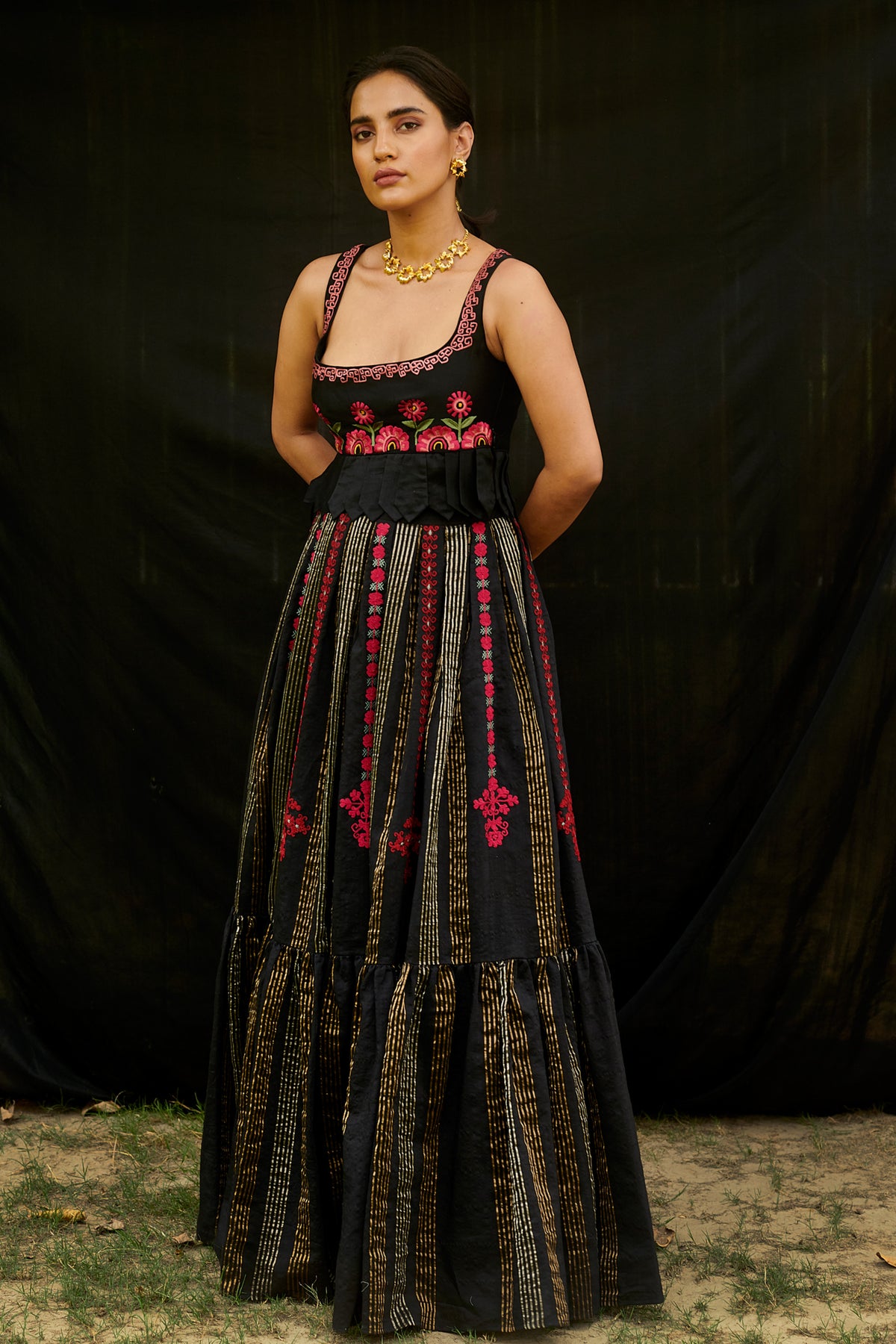 Chanderi pleated lehenga