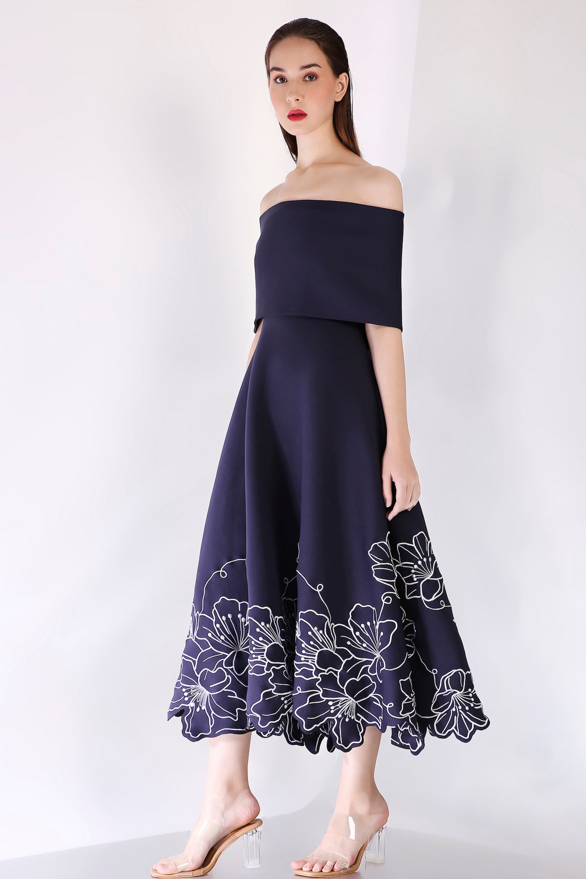 Navy Blue Embroidered Dress