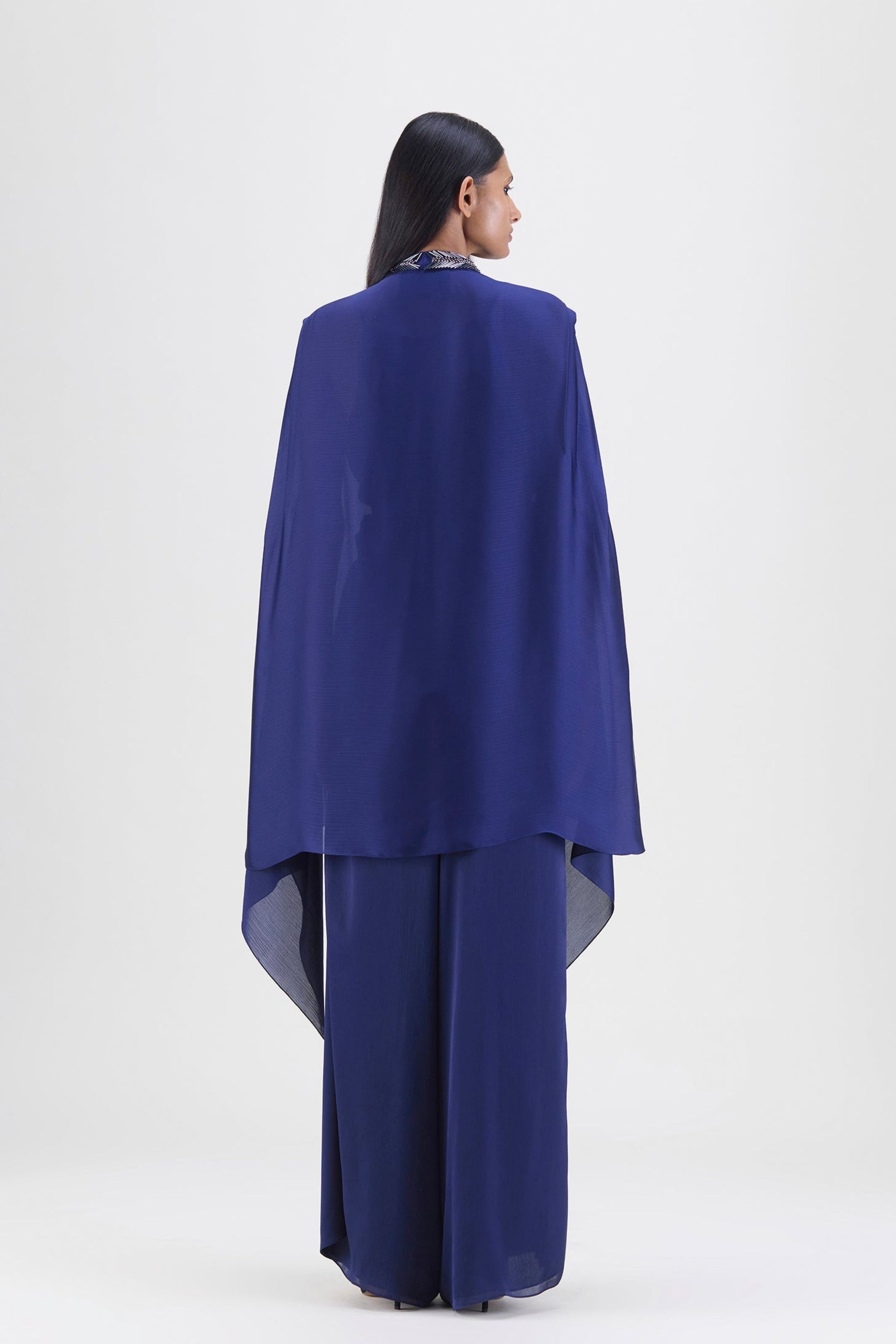Structured Cape Amit Aggarwal - Ink Blue Structured Cape - Elahe