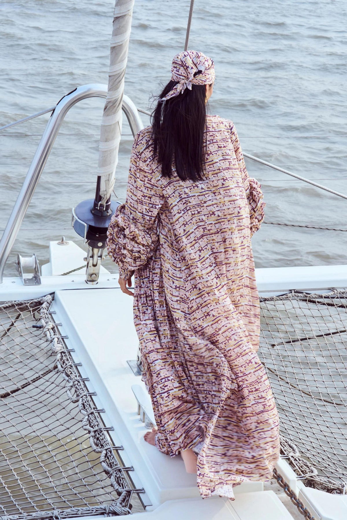 Sequin Printed Hand Embroidered Kaftan Set