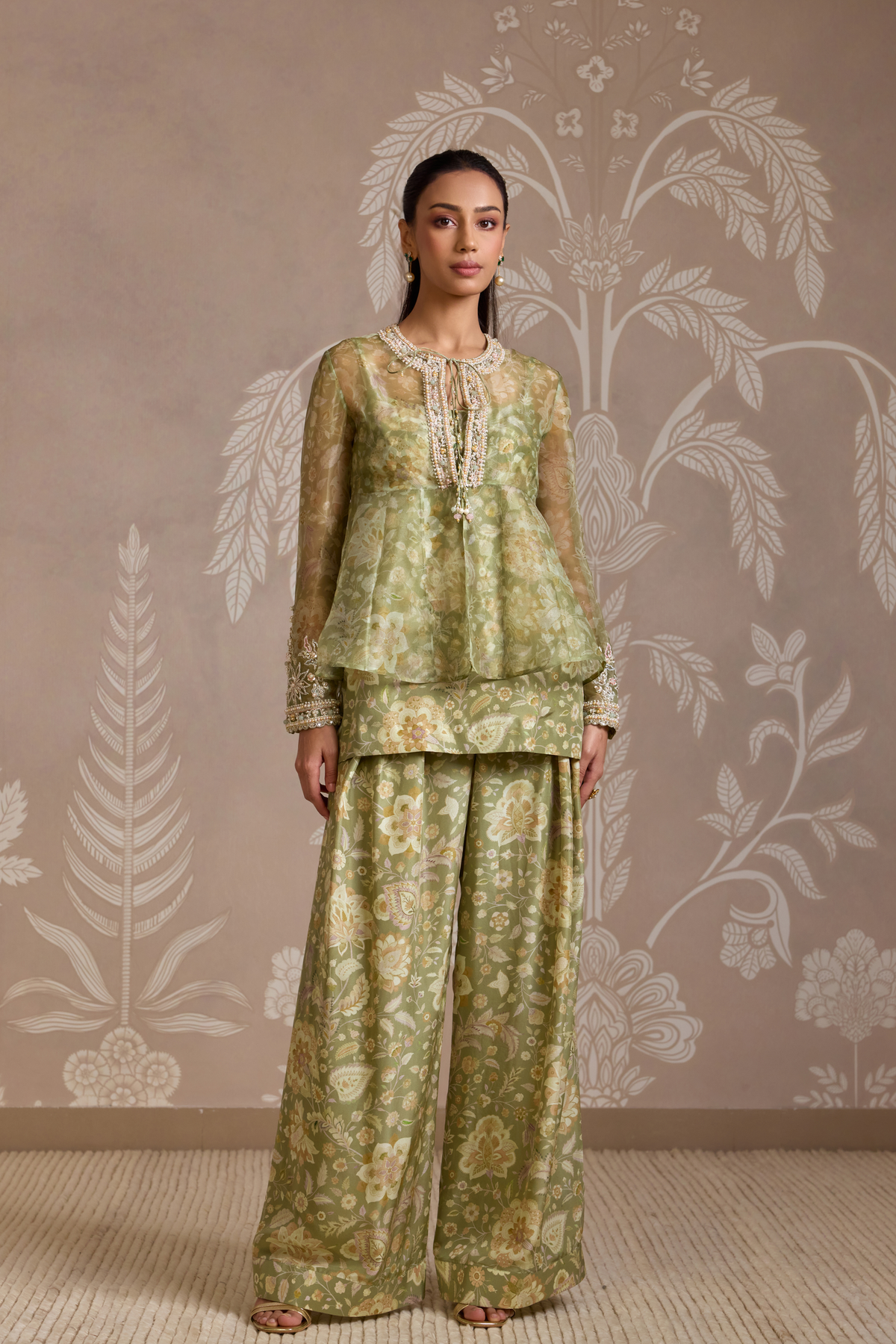 Mint Print Jacket Set