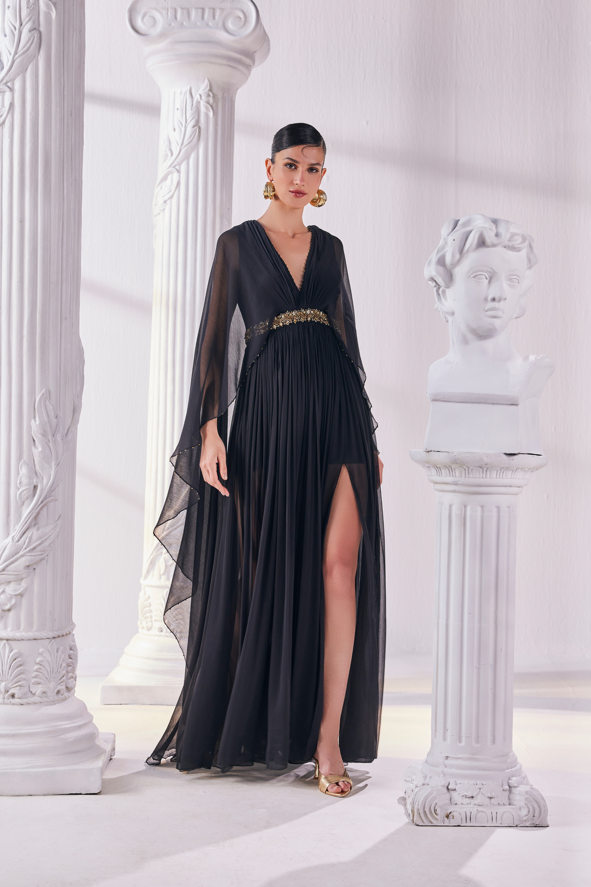 Black Chiffon Kaftan Dress