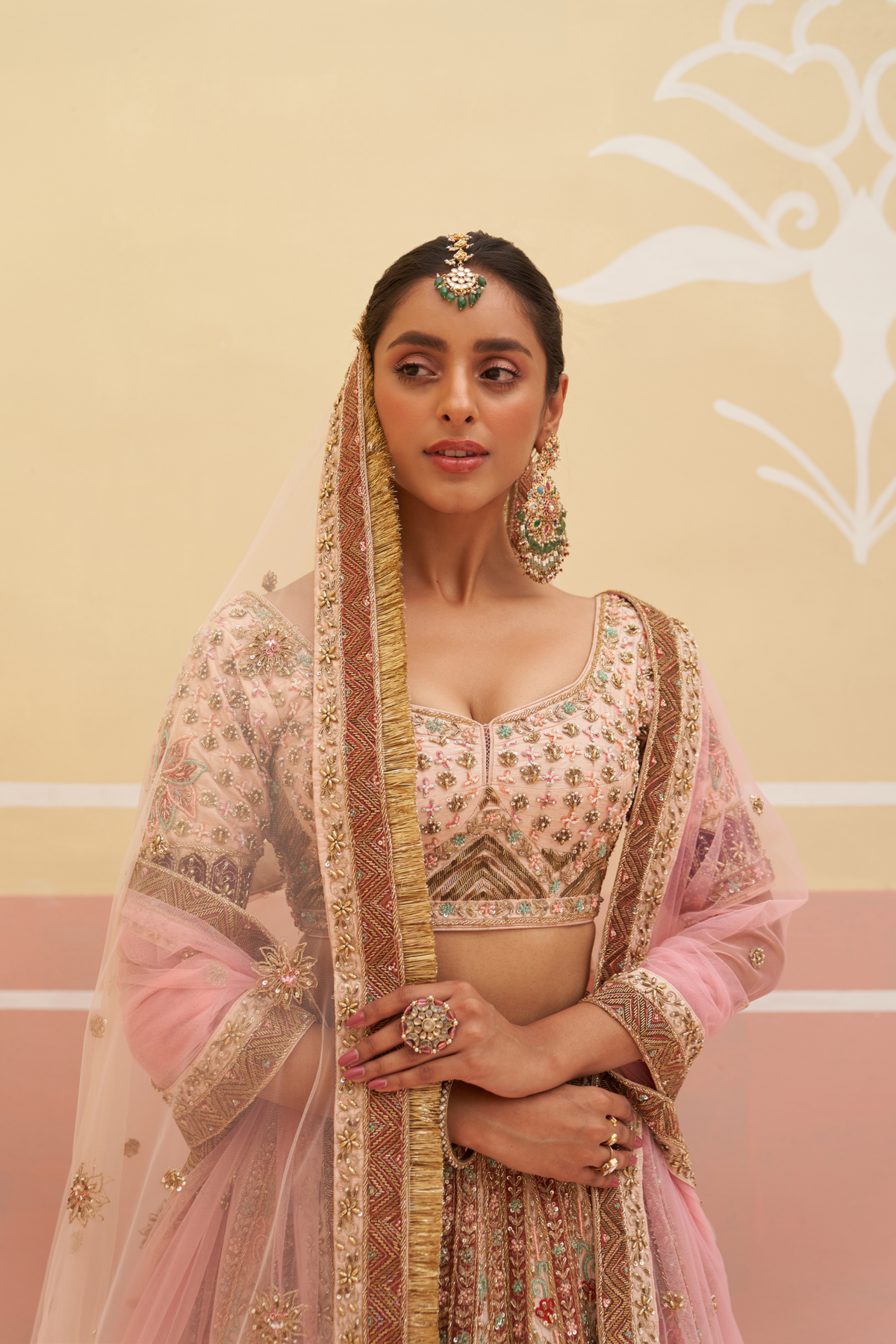 Peach Silk Lehenga Set