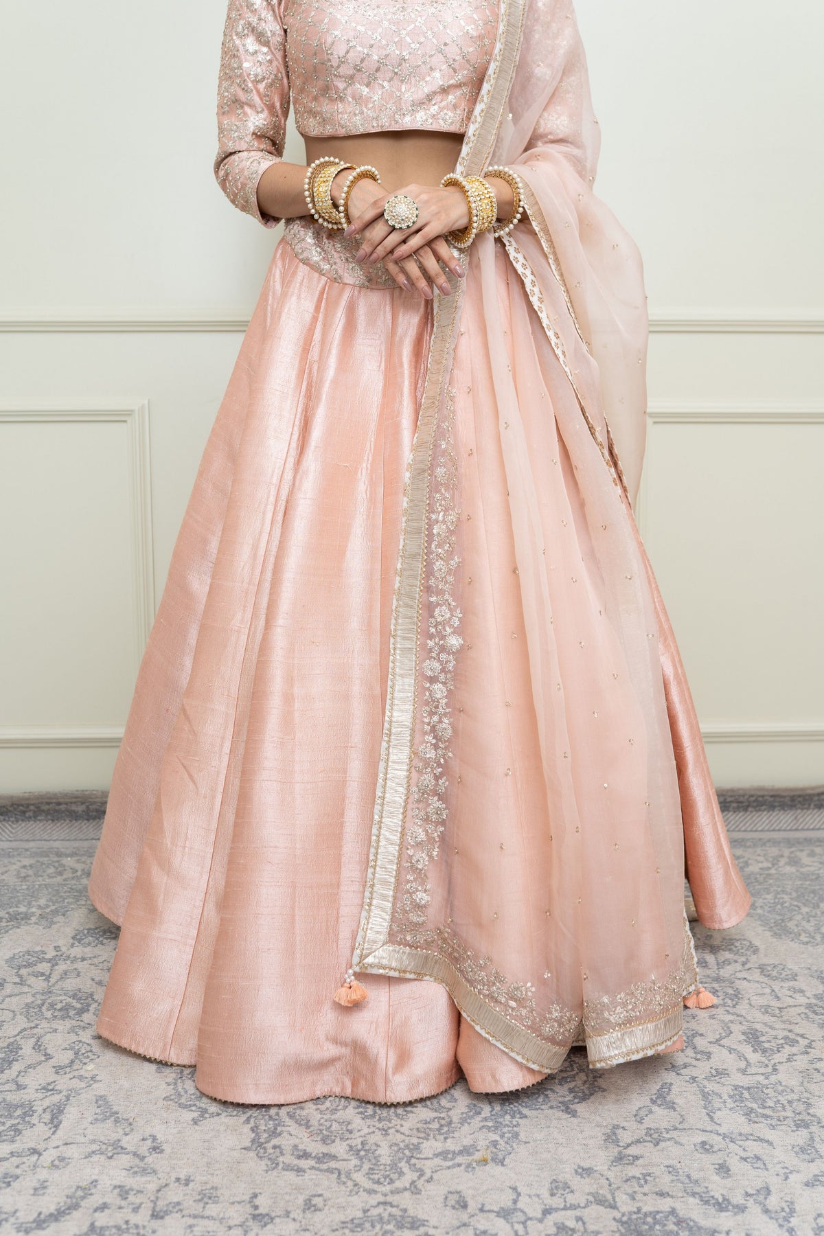 Pearl pink aafiyah lehenga set