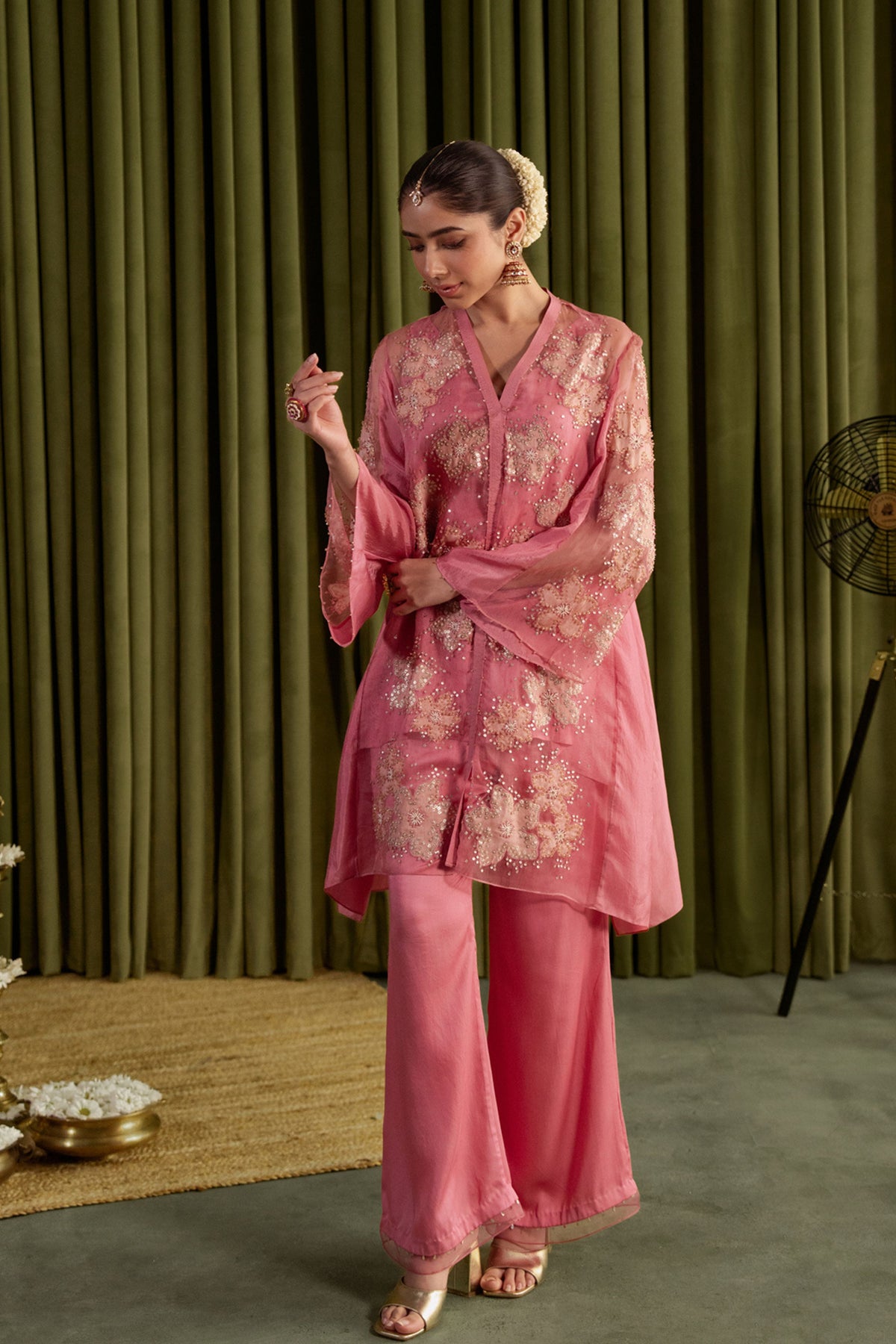 Rose Pink Floral Kurta Set