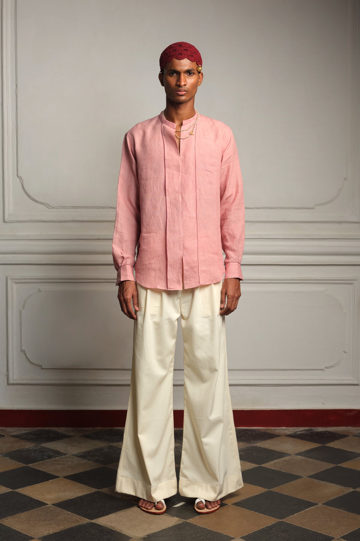 Handwoven linen shirt set