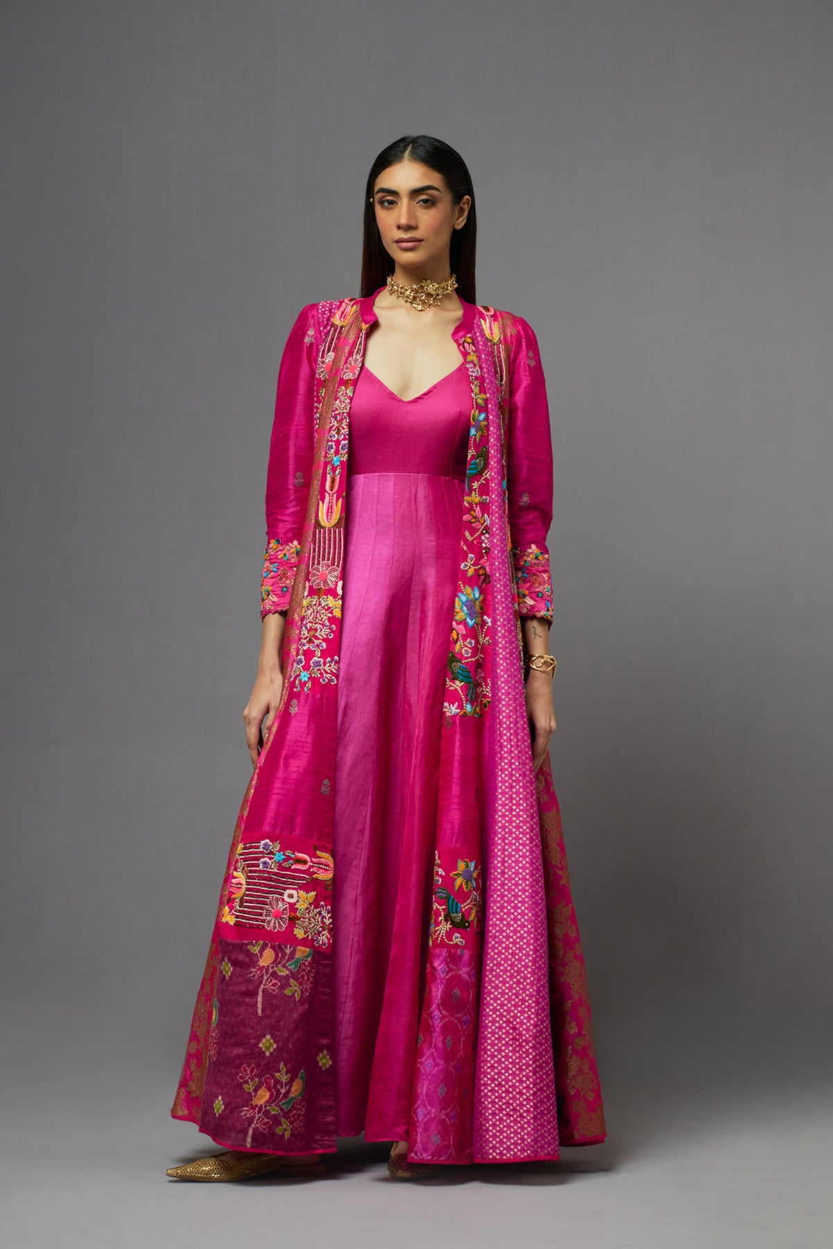 Fuchsia Kalidaar Jacket Set