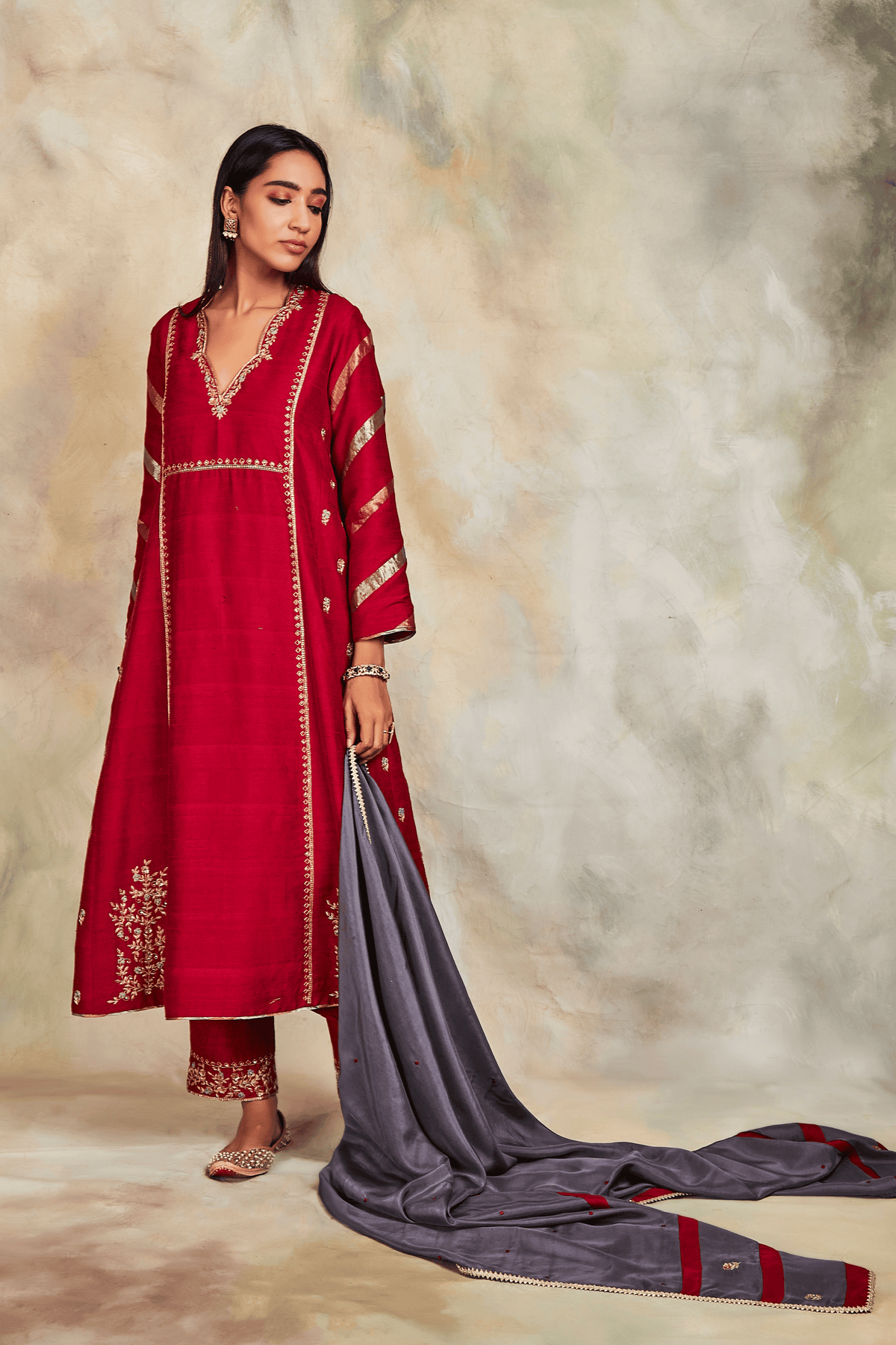 Maroon kurta set