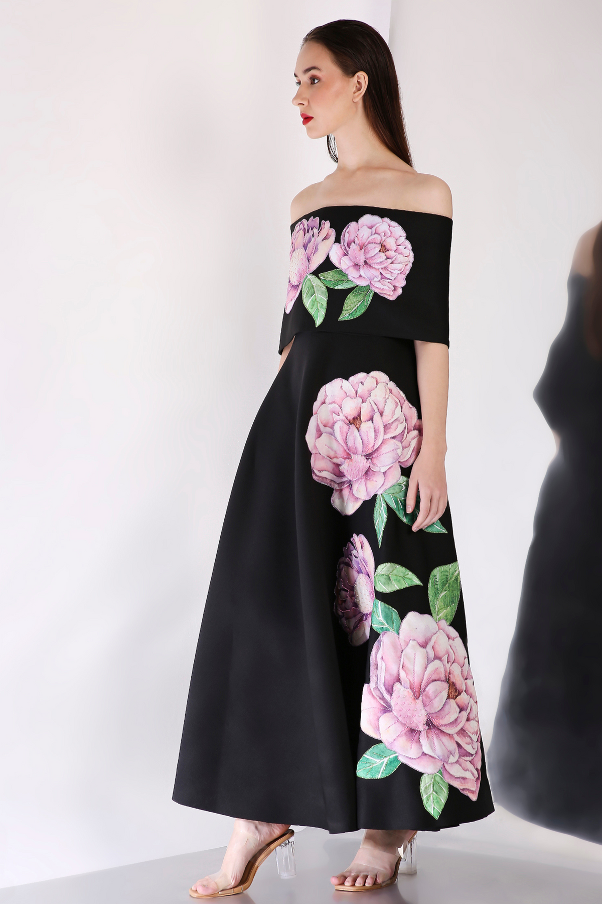 Black Nyra Embroidery Dress