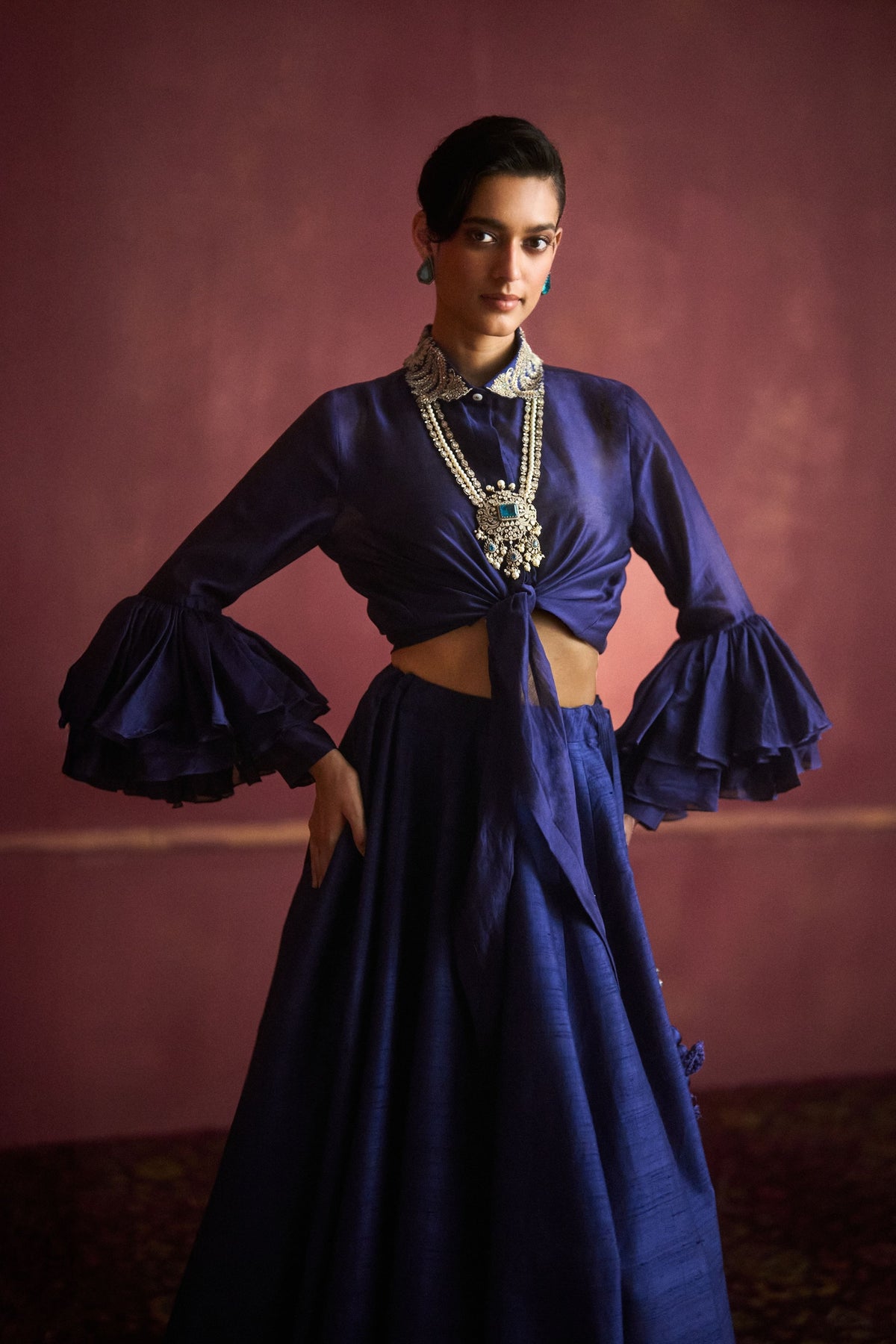 Purple Knot Embroidered Lehenga Set