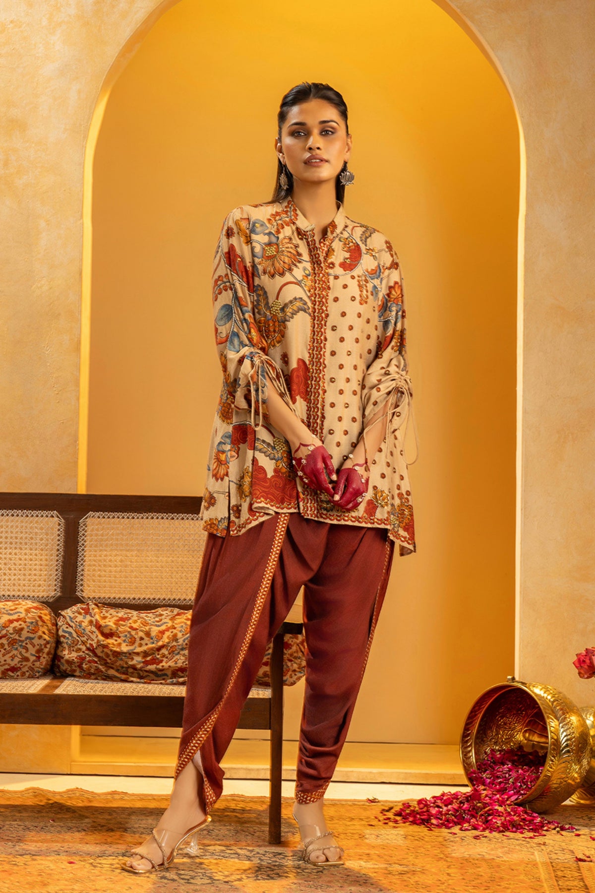 Beige Rangtara Embellished  Kurta Set