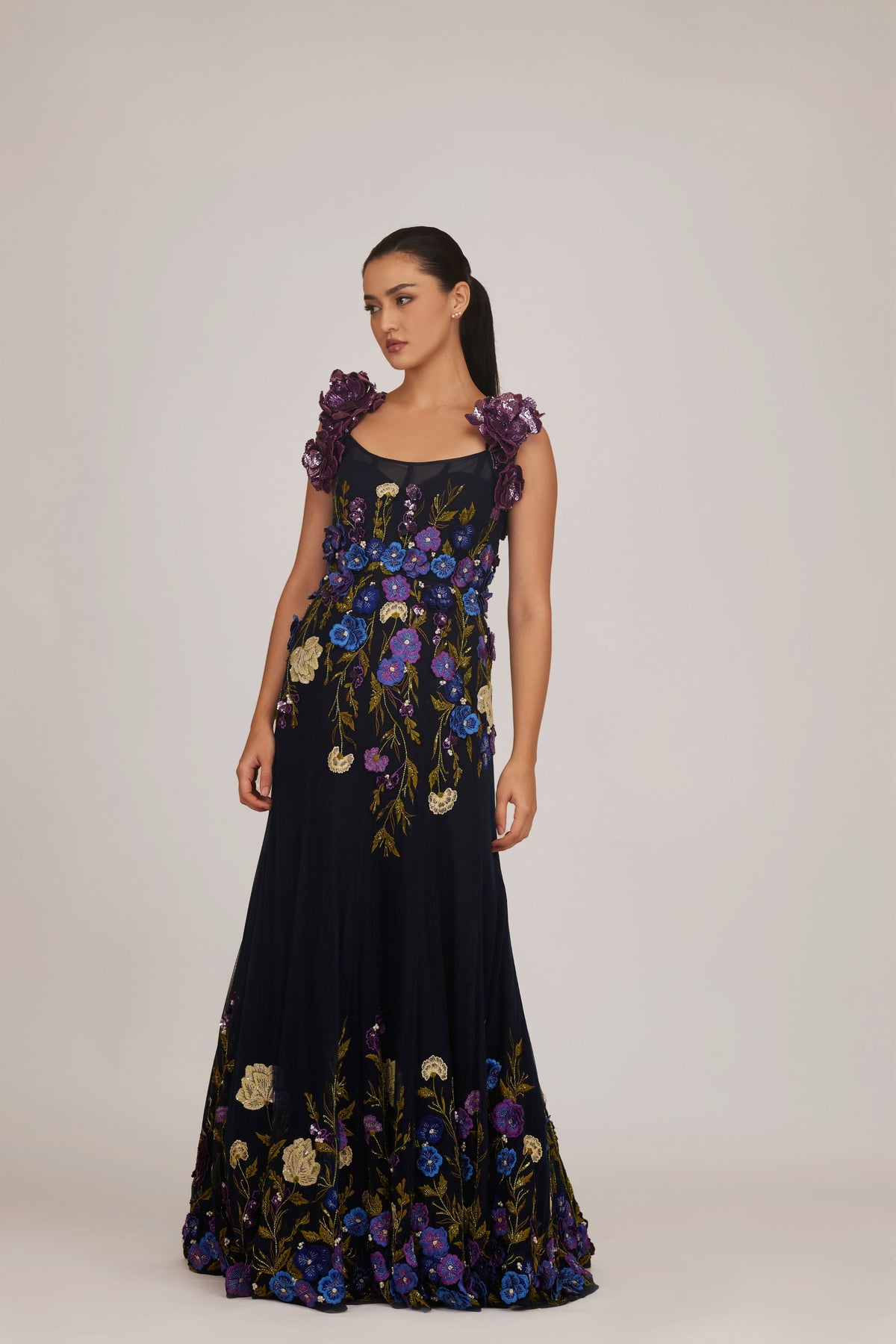 Floral Embellished Fishtail Gown