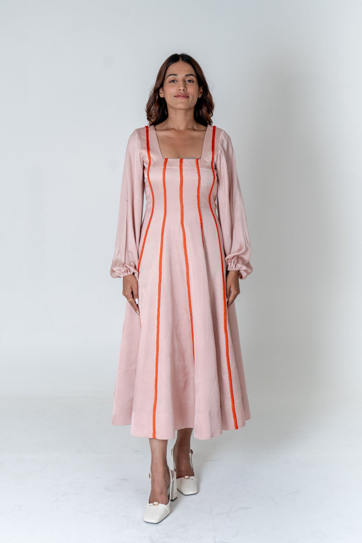 Pink Maxi Dress- Orange Braids