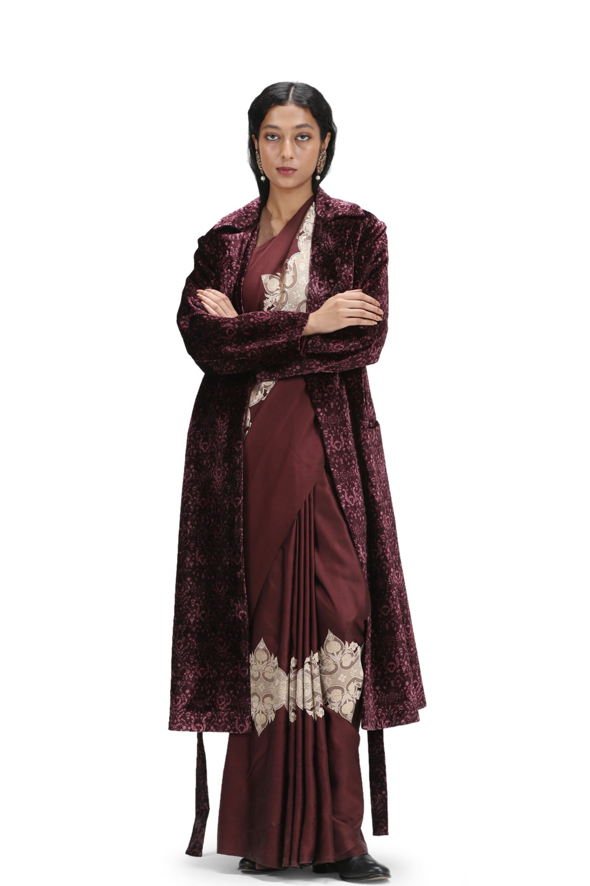 Madhura Burgundy Trench Coat