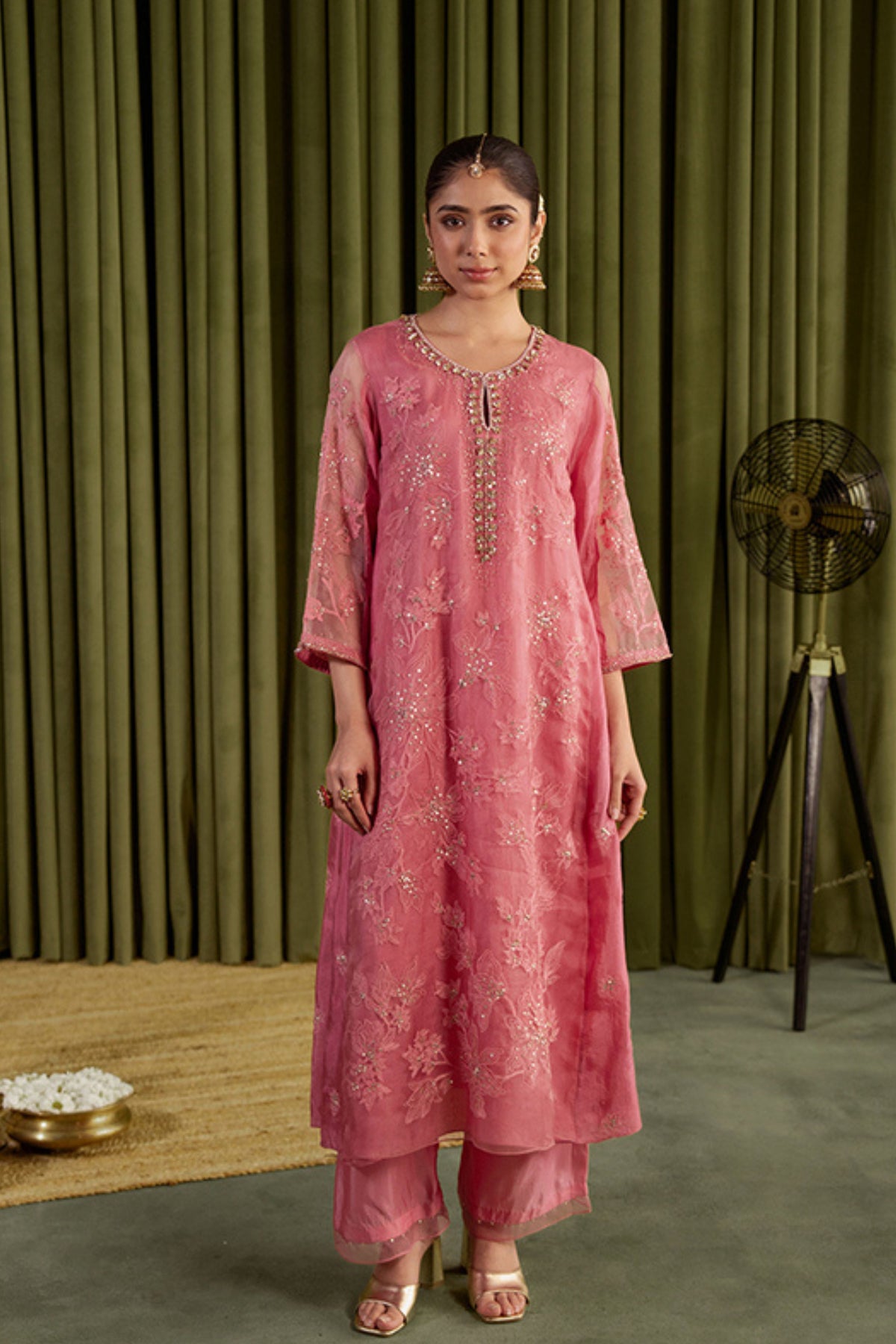 Rose Pink Kalidar Kurta Set