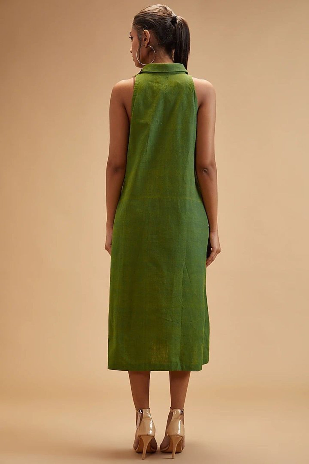 Basil Green Collar Dress