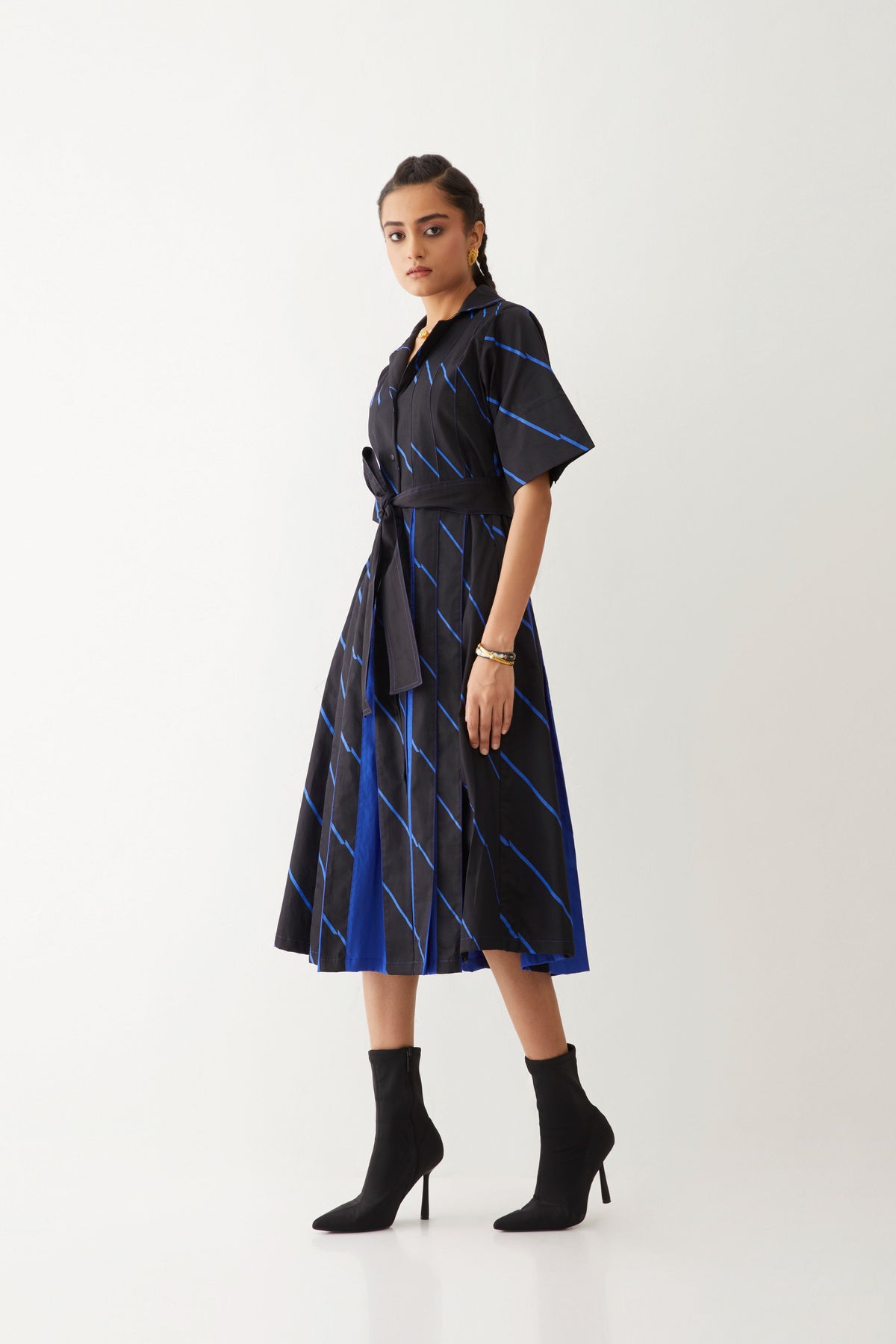 Monaco Dress With Bias Print