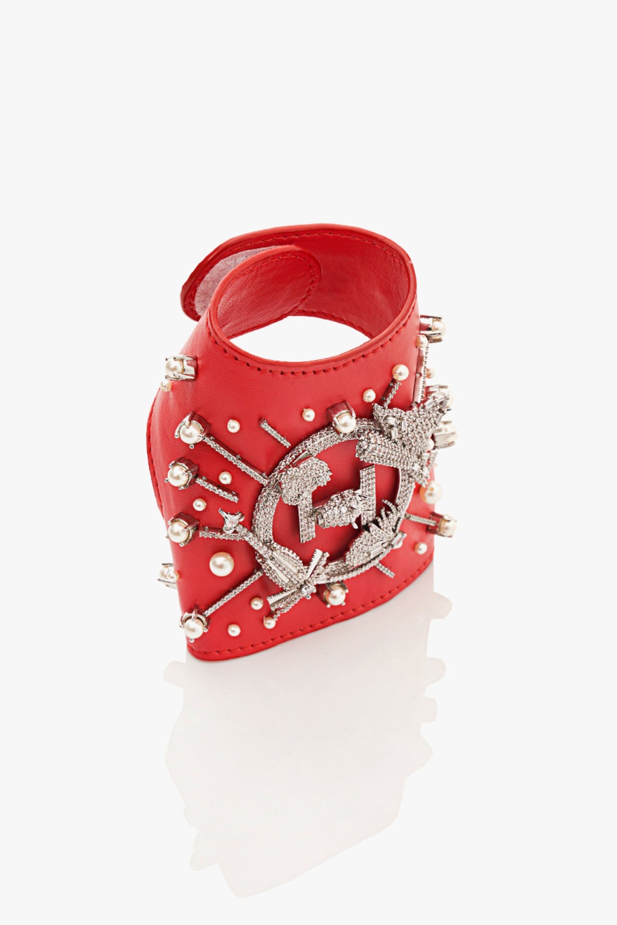 OH V Jewelled Glovelettes in Red