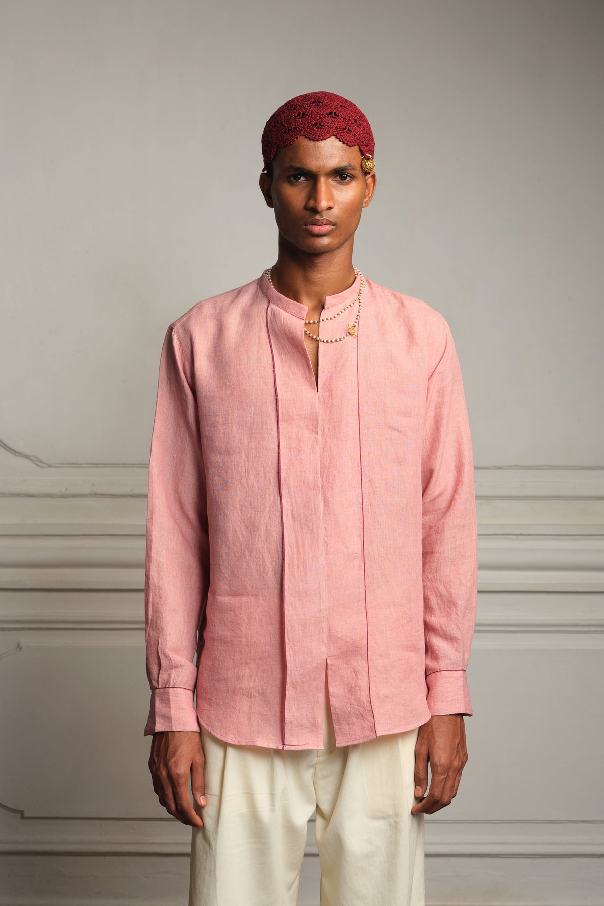 Handwoven linen shirt set