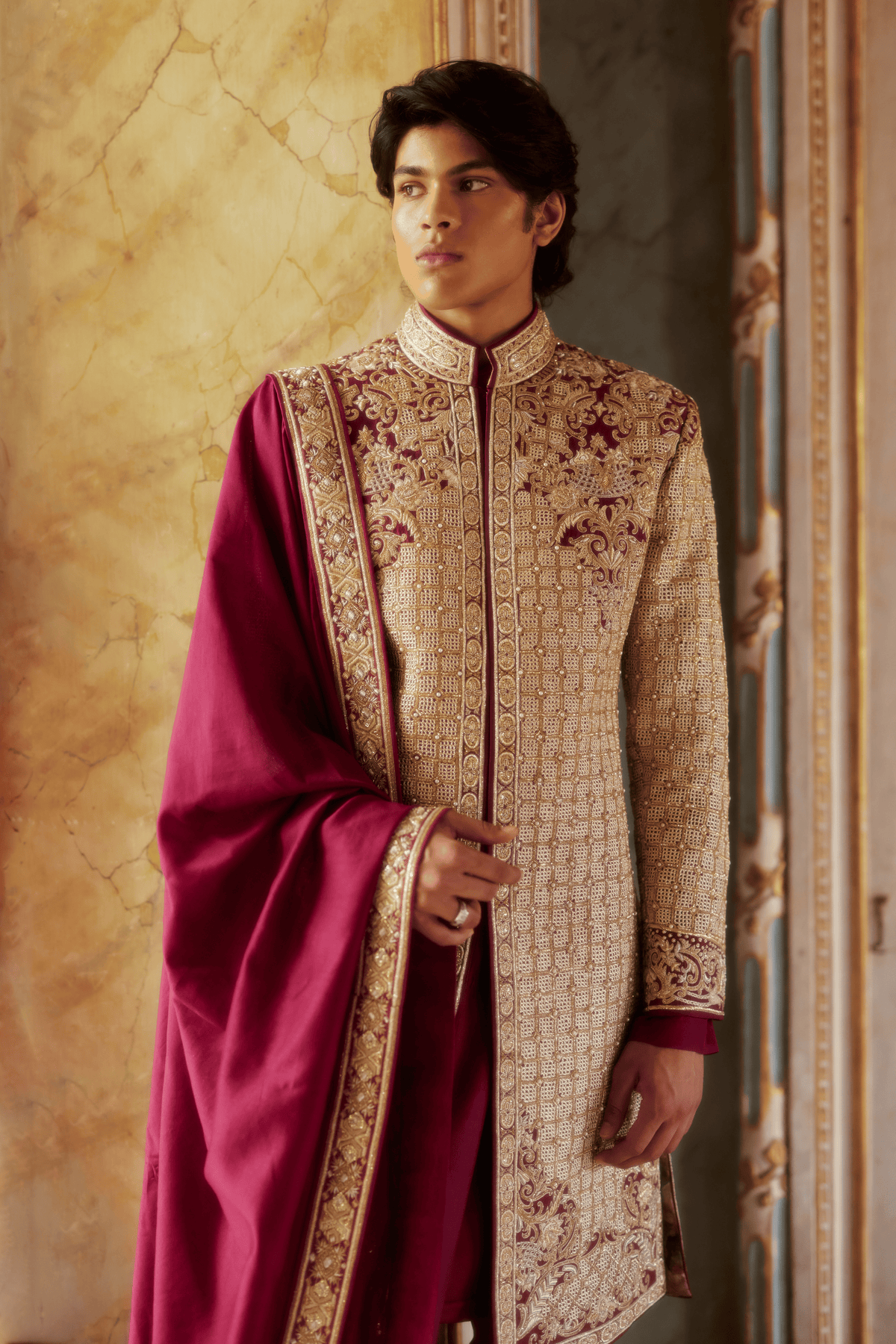 Maroon Bandhgala Set