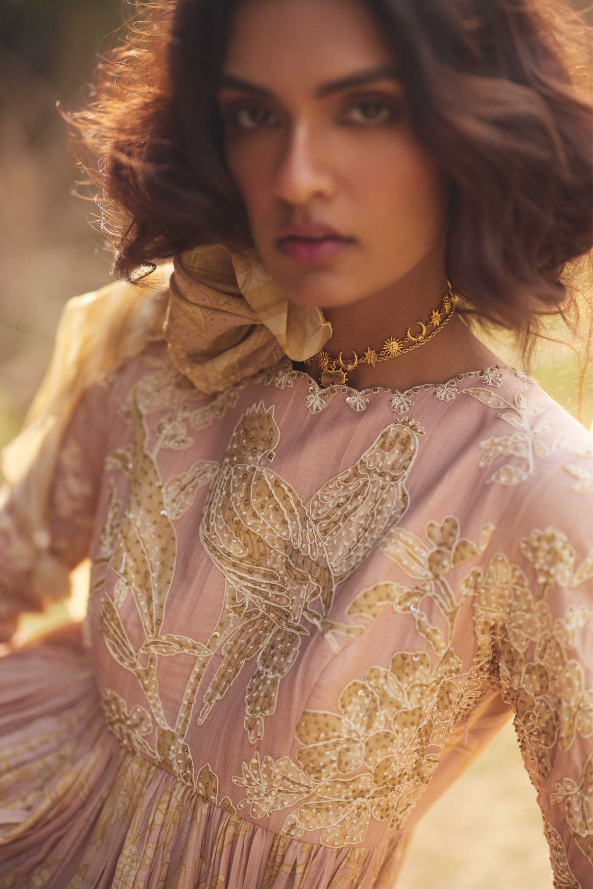 Muted Pink Embroidered Anarkali Set