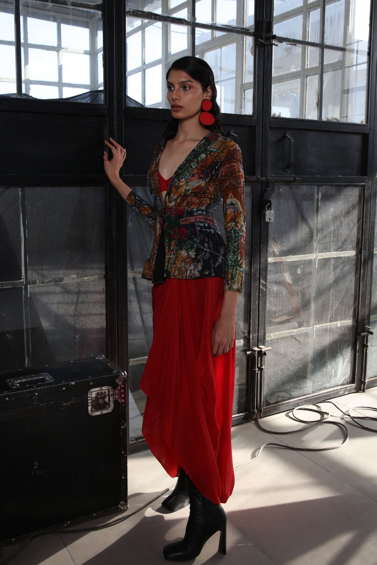 Multicolour Embroidery Jacket Set