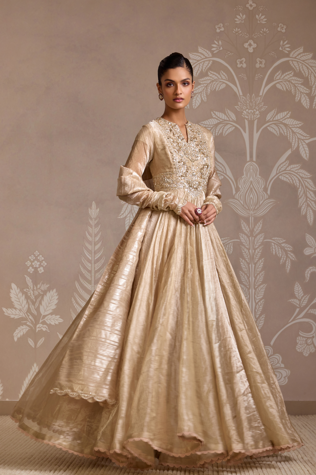 Gunmetal Gold Anarkali Set