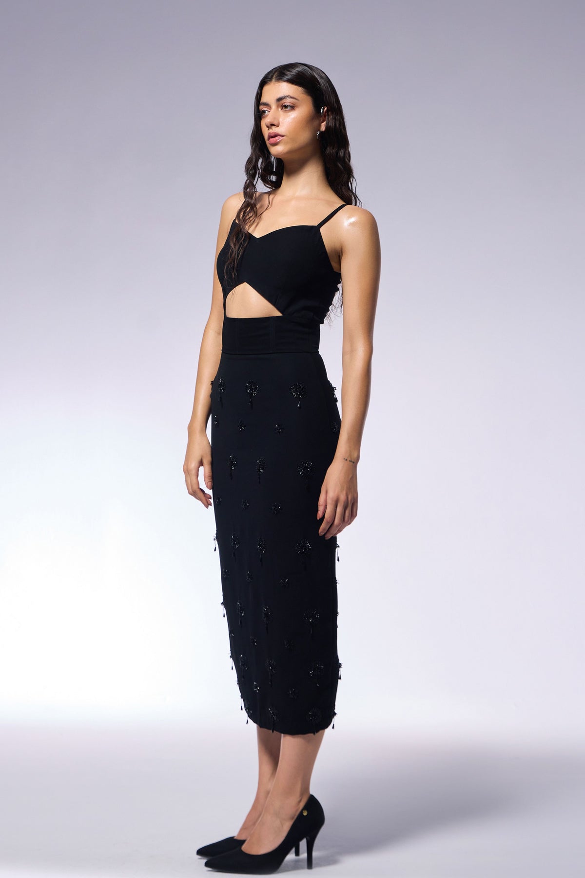 Midnight Corset Embroidered Dress