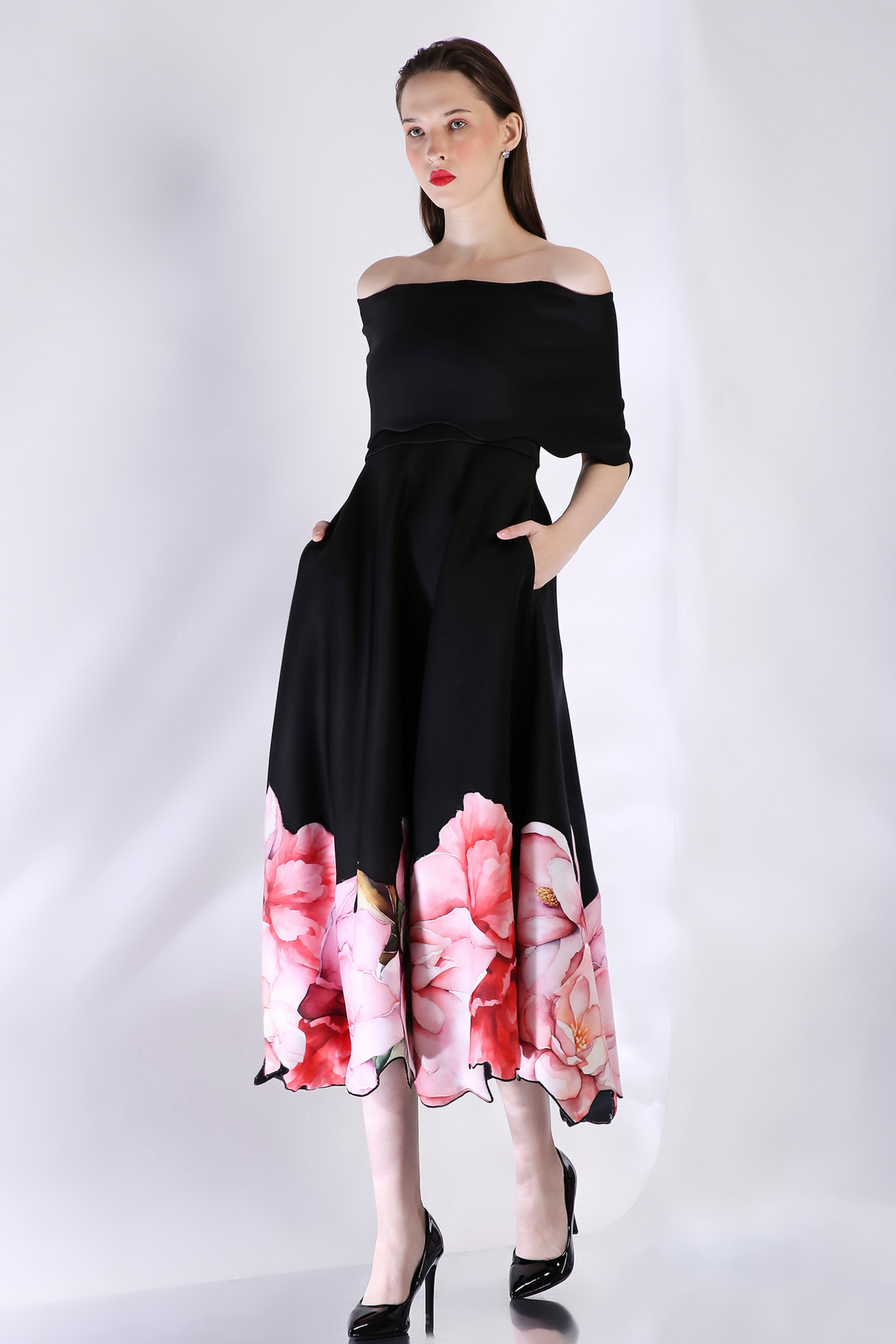 Premium Black Printed Dress