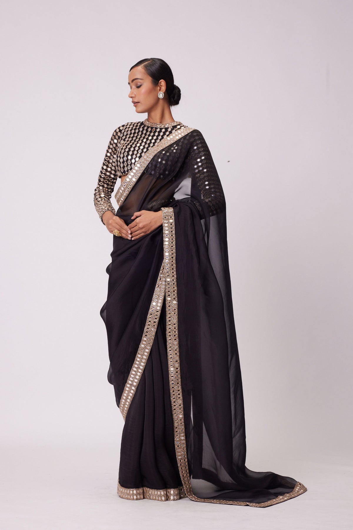 Black Saree Set