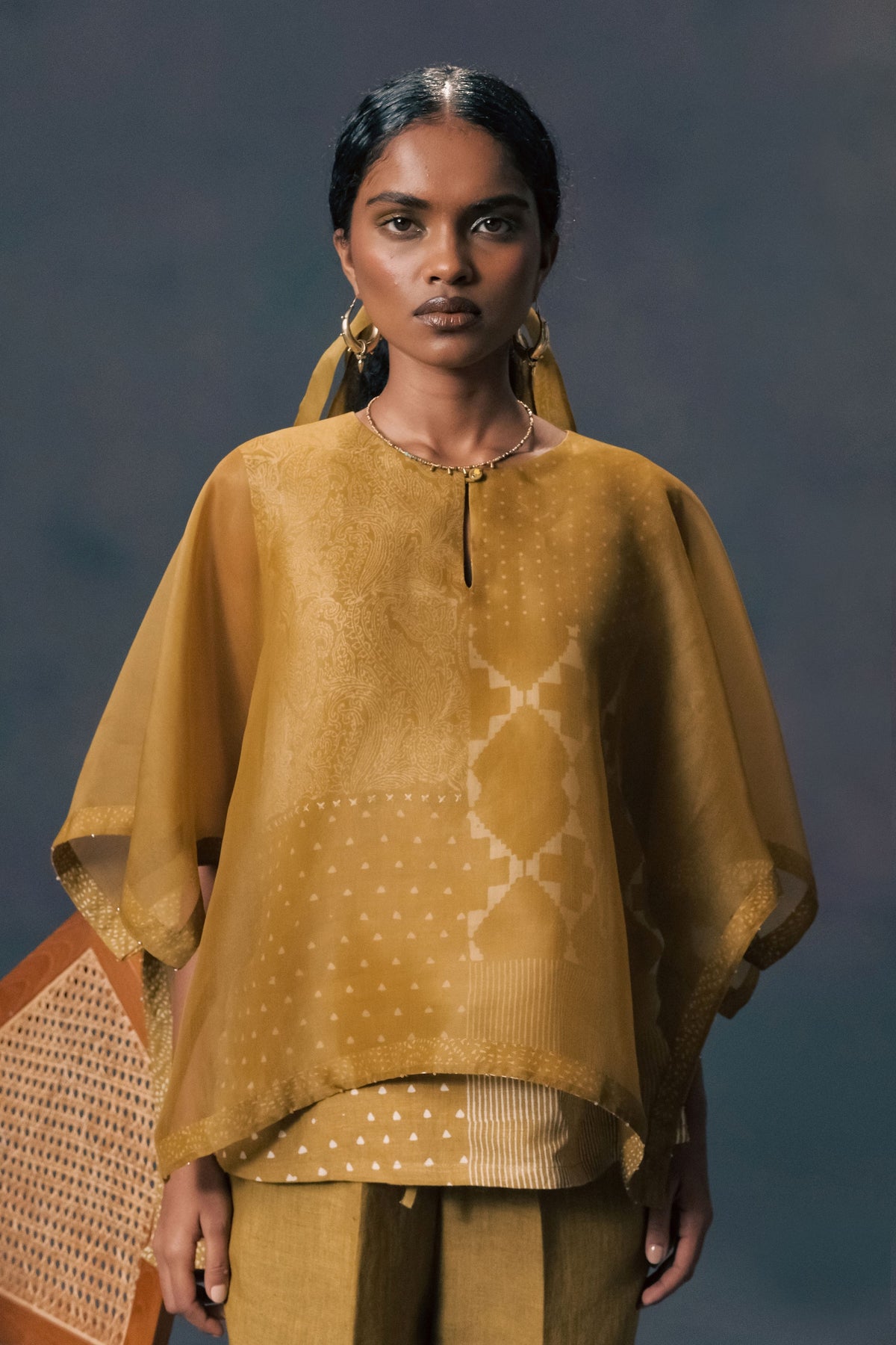 Moss Green Printed Kaftan Set