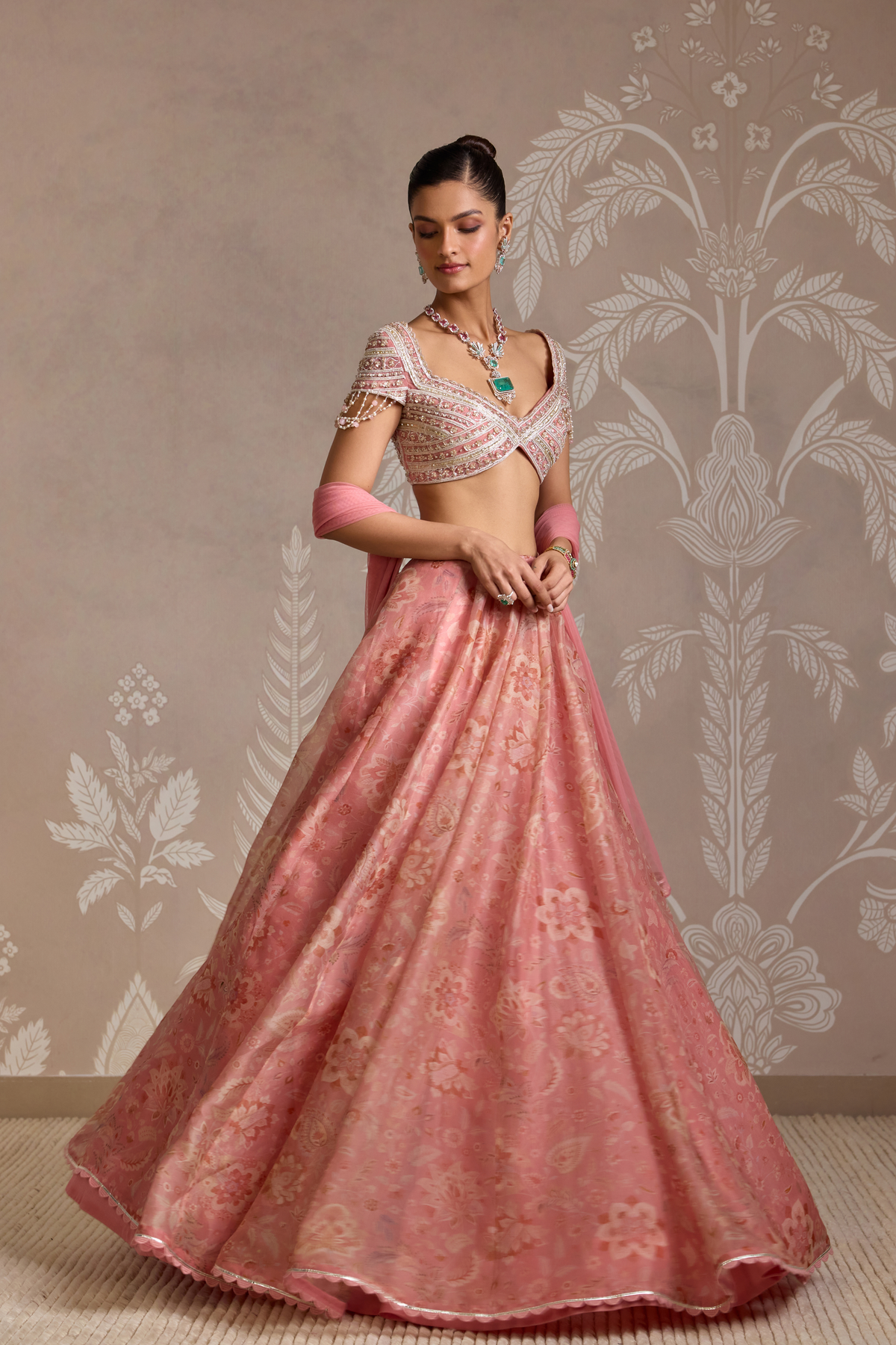 Coral Print Lehenga Set