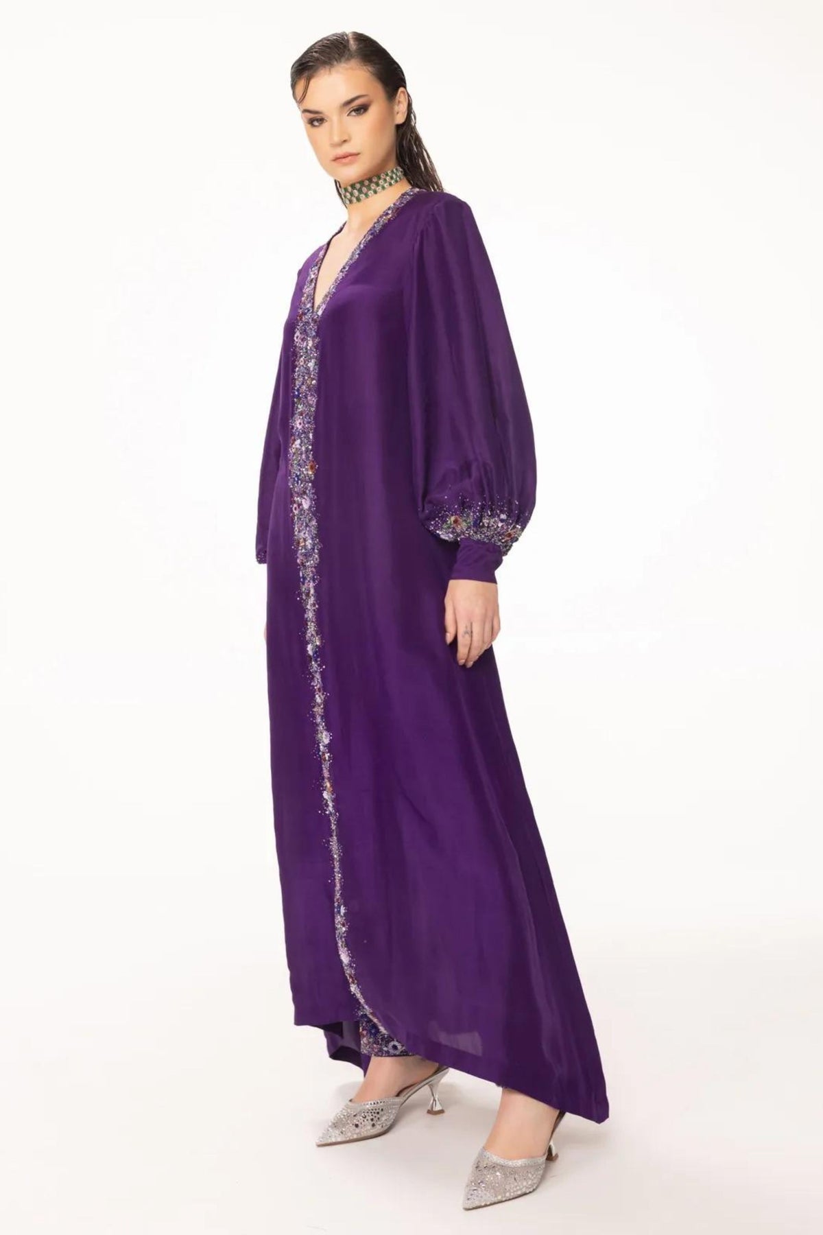 Purple Long Bell Sleeves Dress