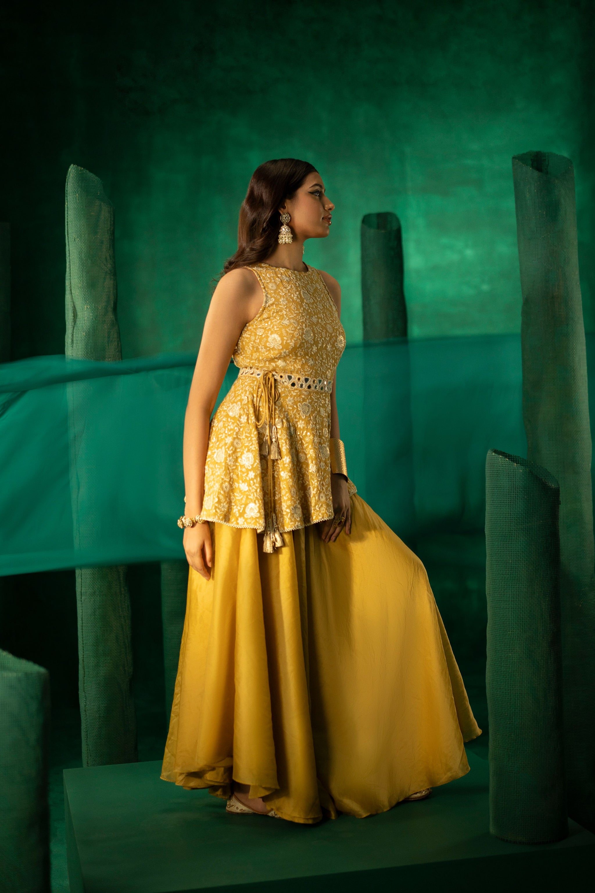 Twenty Nine Peplum Top in Golden Yellow Elahe