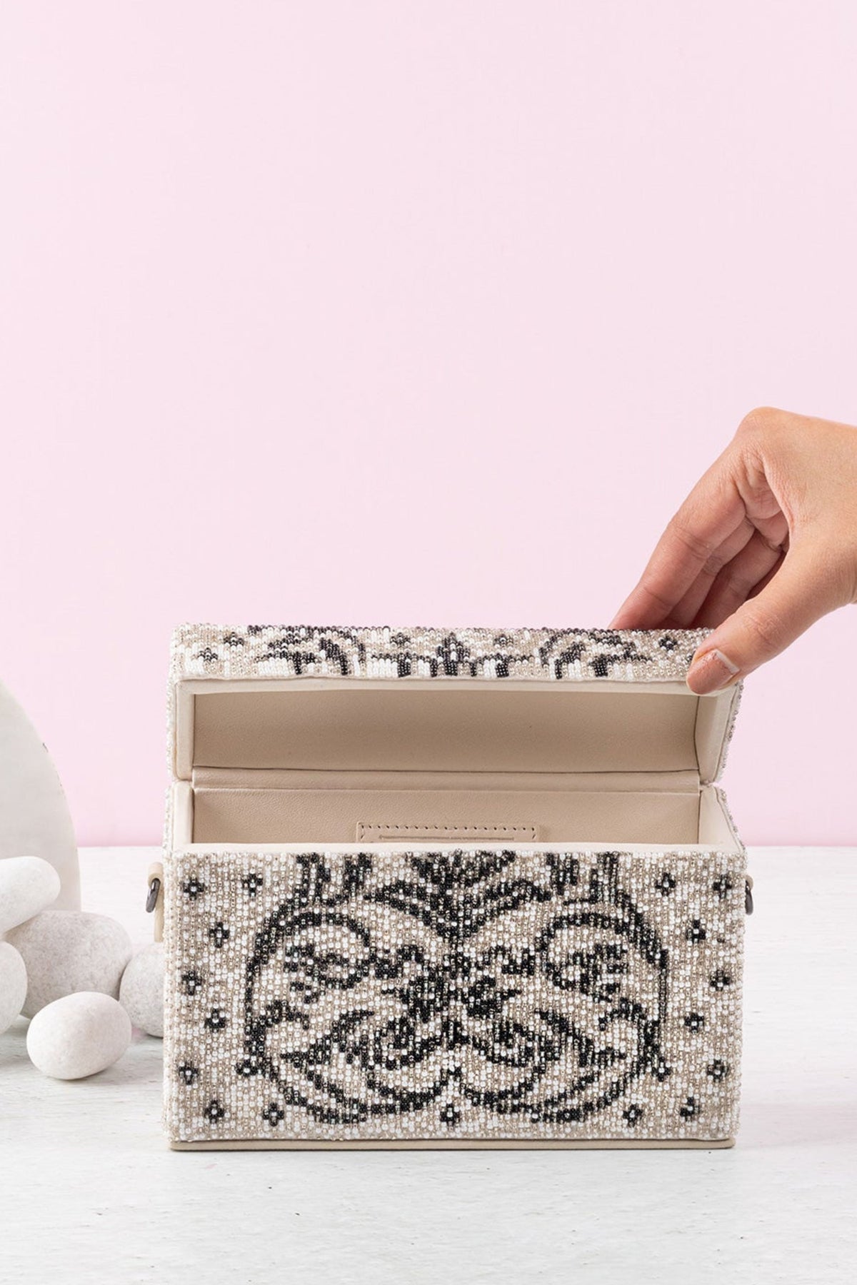 Chandni silver mini box bag