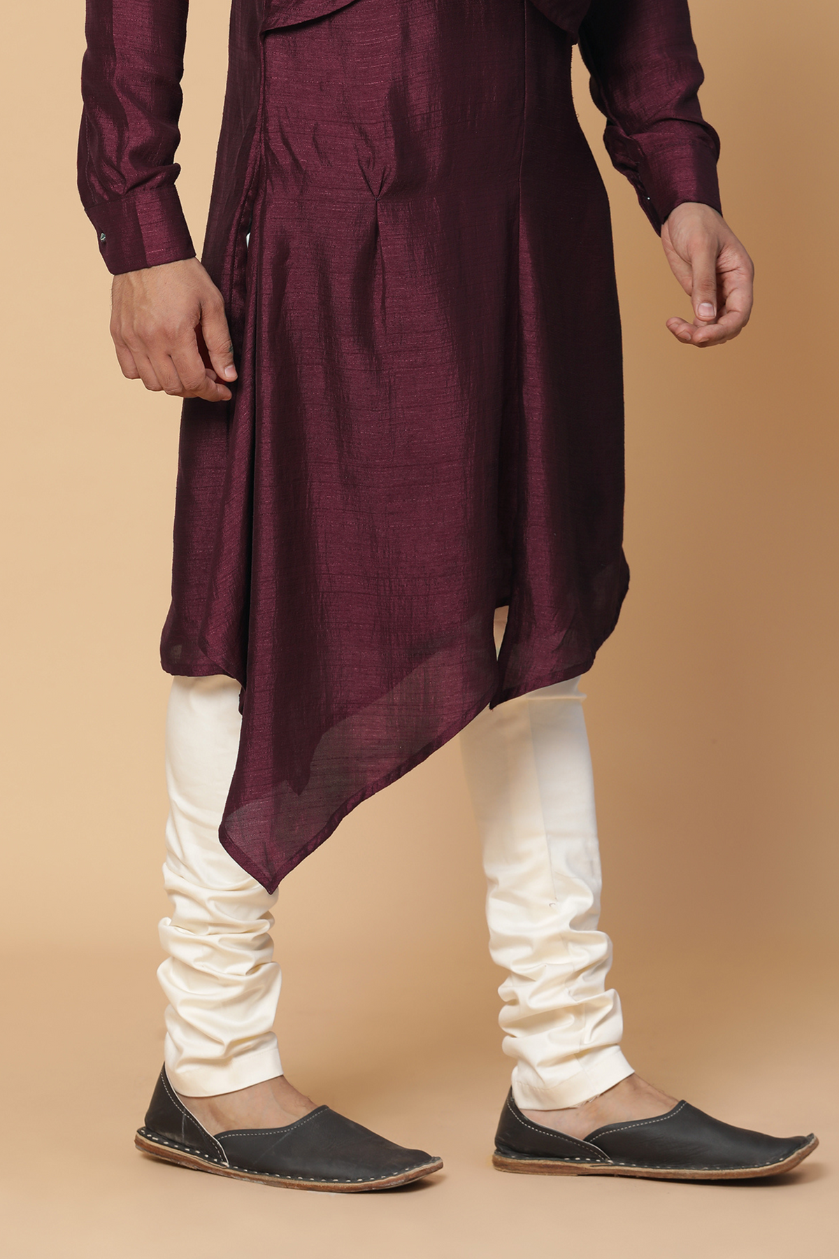 Maroon cowl neck kurta
