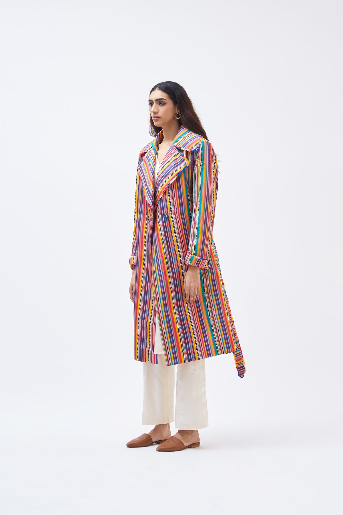 Charley Stripe Technicolour Trench Jacket