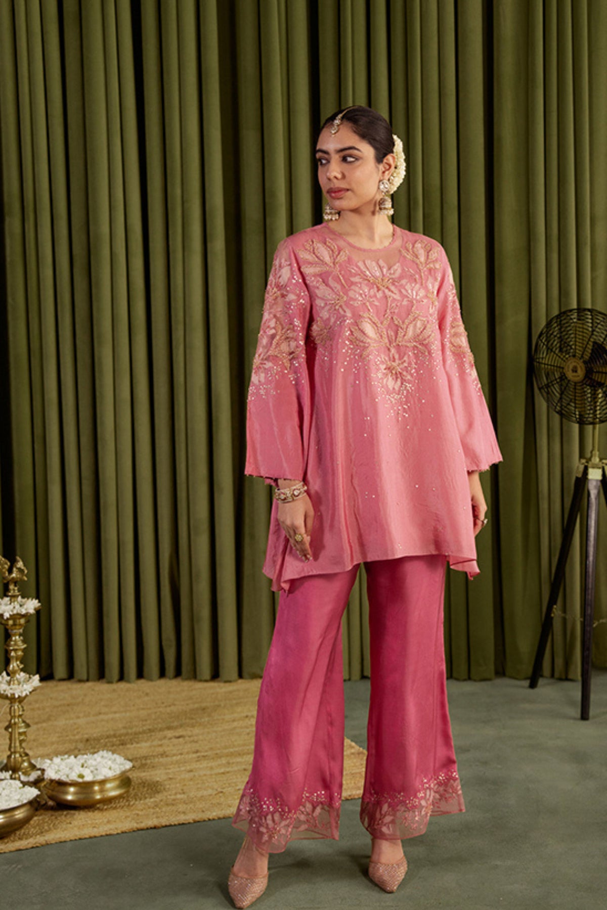 Rose Pink Embroidered Kurta