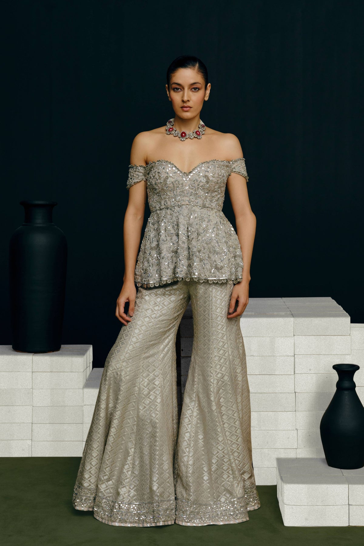 Veera Peplum Flared Pants Set