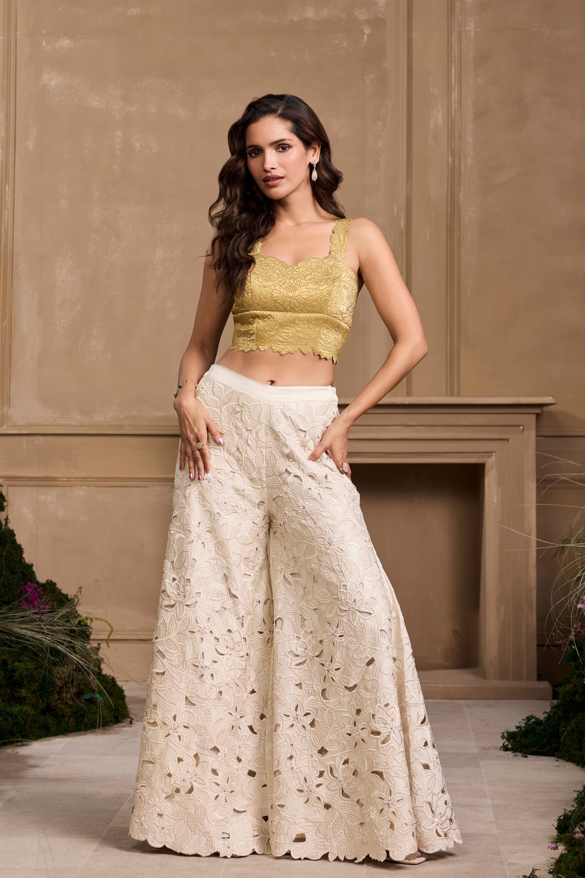 Gold Tonal Quilted Bustier