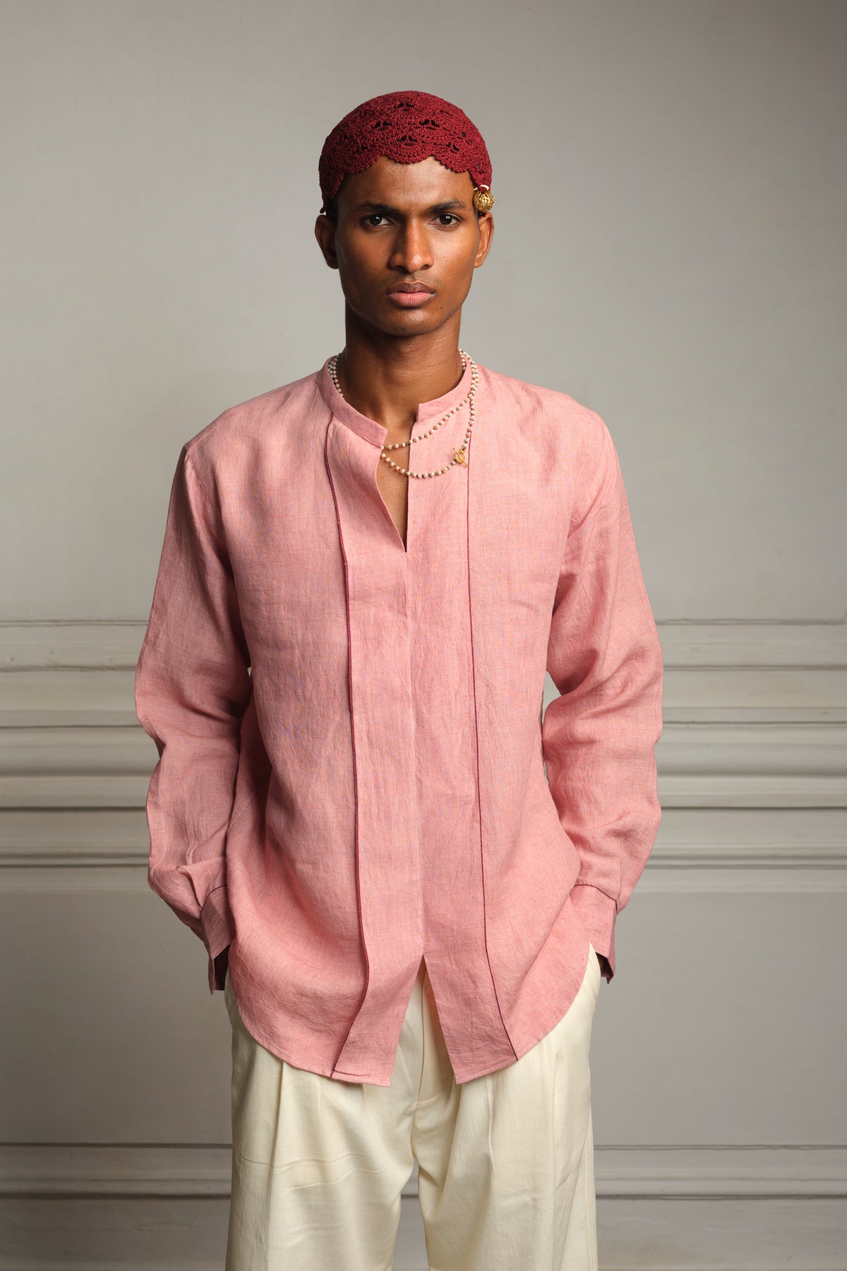 Handwoven linen shirt set